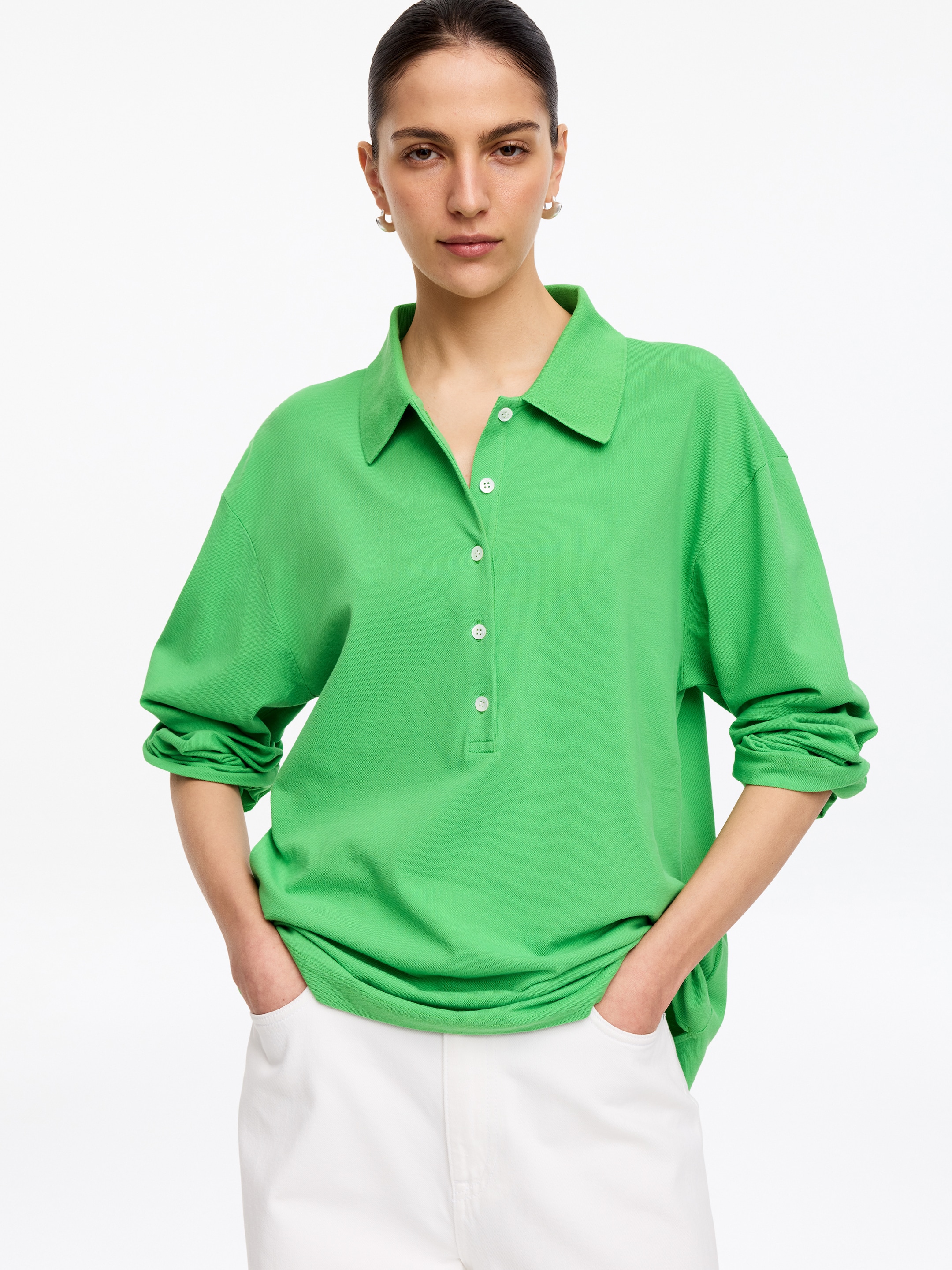 Polo in piqué - Verde - Regular fit - Women - StillMedia/Lookbook - 4