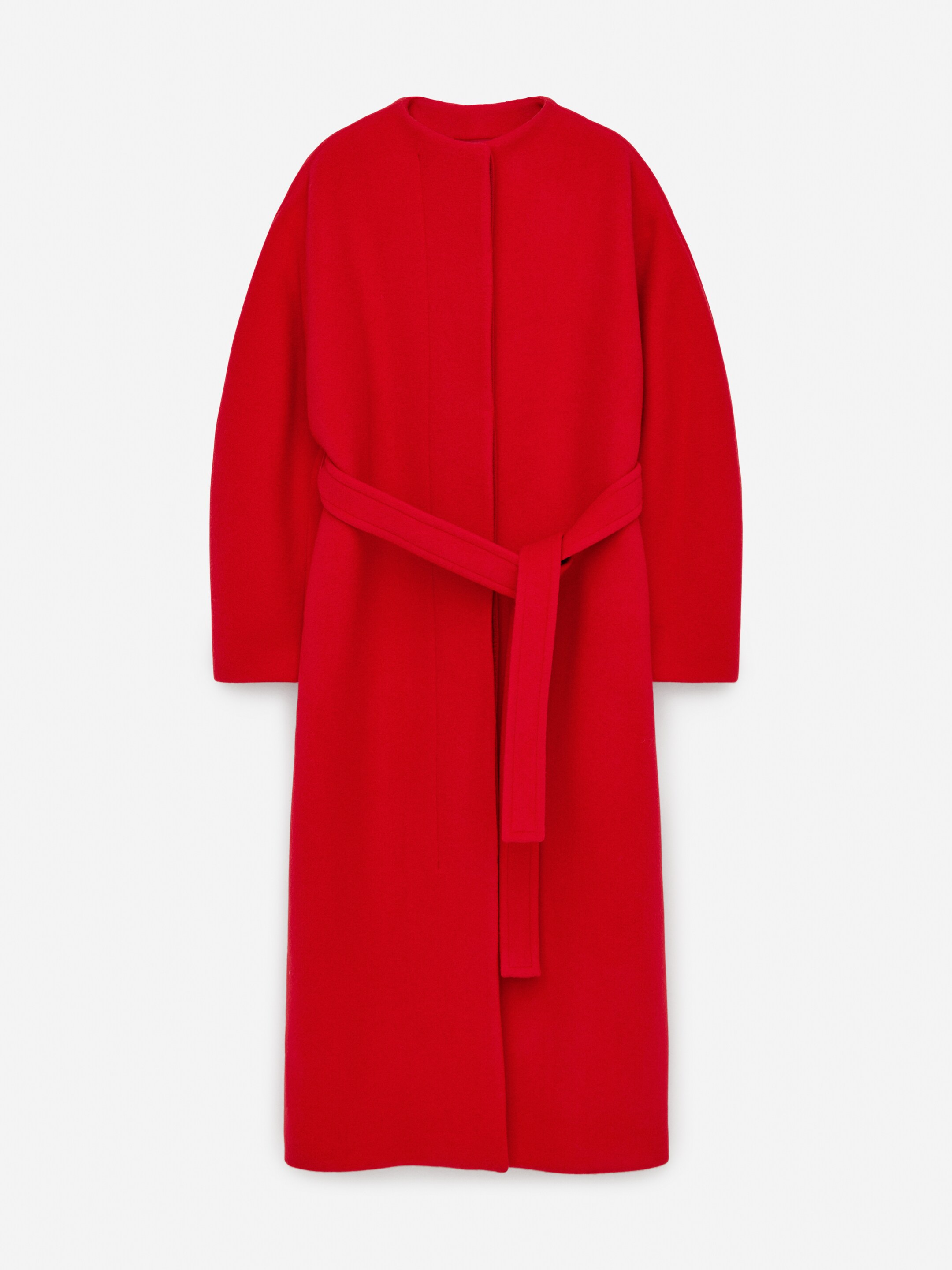 Visa större bild: Kappa i ull med skärp - Röd - DAM | H&M SE 1