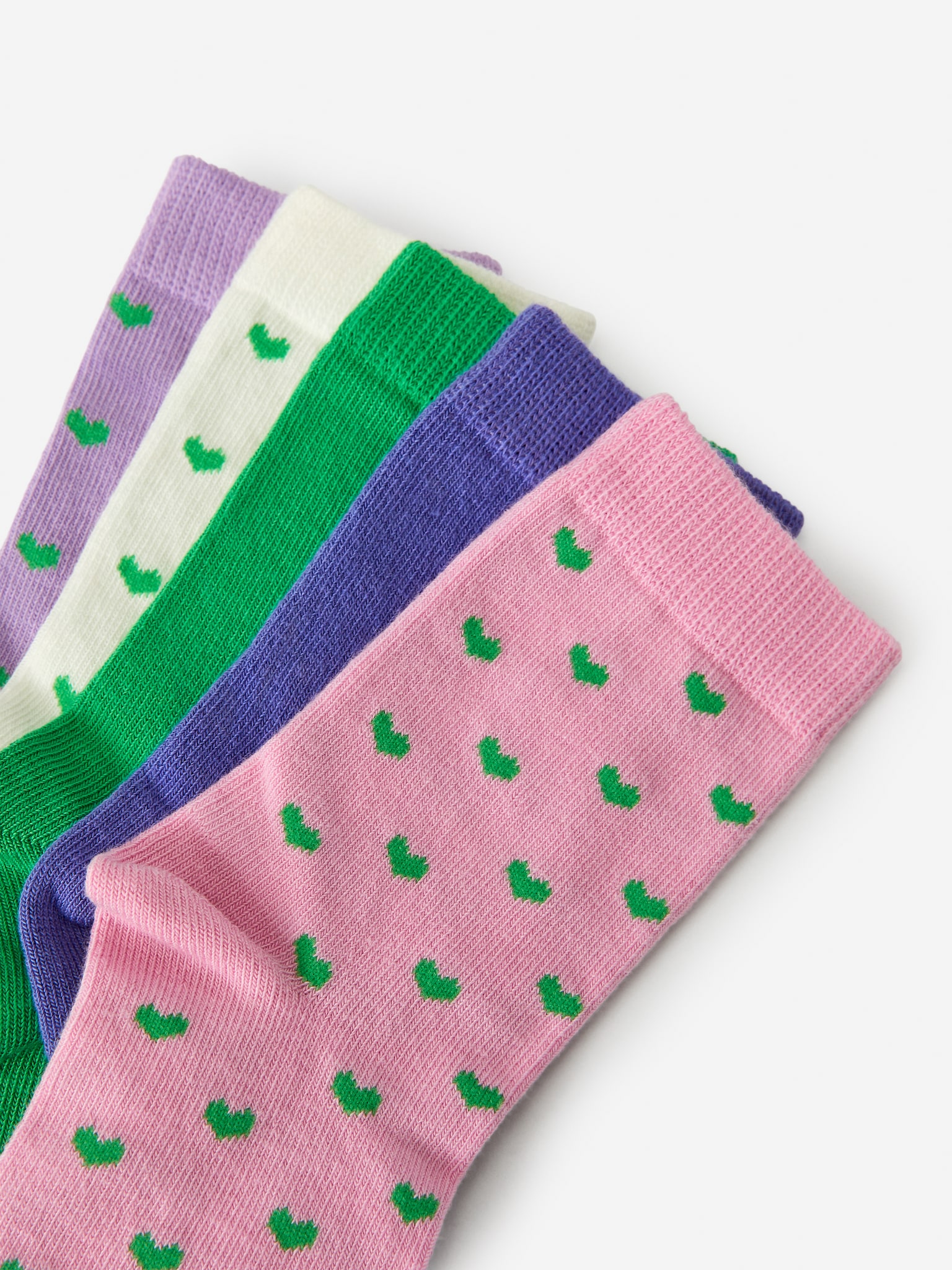 Lot de 5 paires de chaussettes en coton - Multicolore/Cœurs - 2