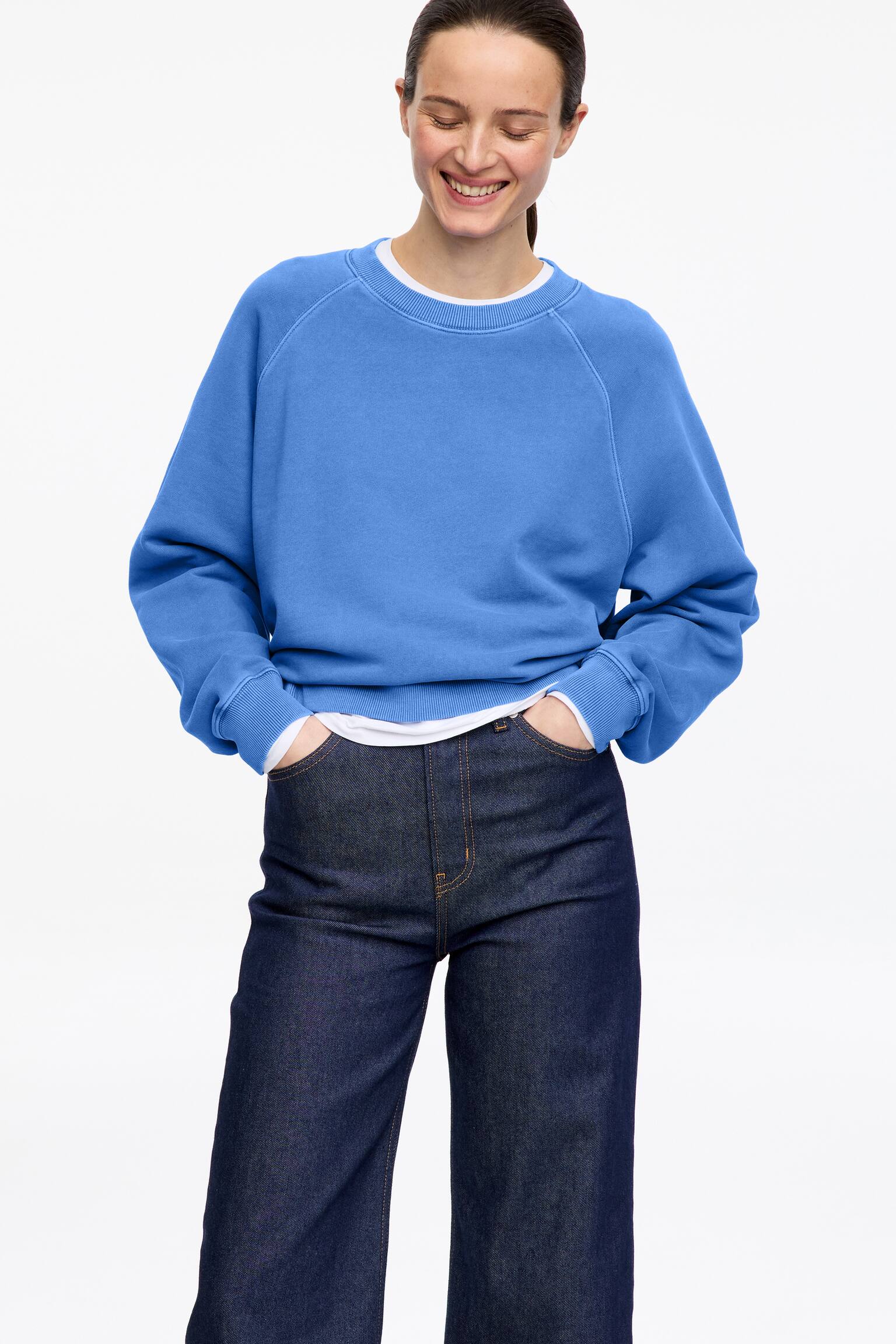 Sweatshirt i frotté - Blå/Pink/Gråmeleret/Mørkebrun/Brun - 7