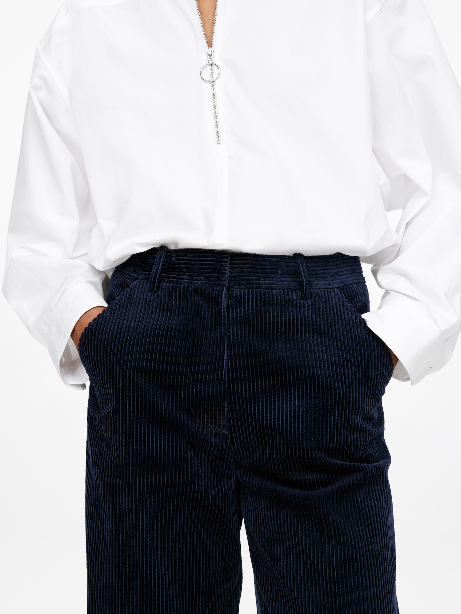 Weite Cordhose - Dunkelblau/Braun - 5