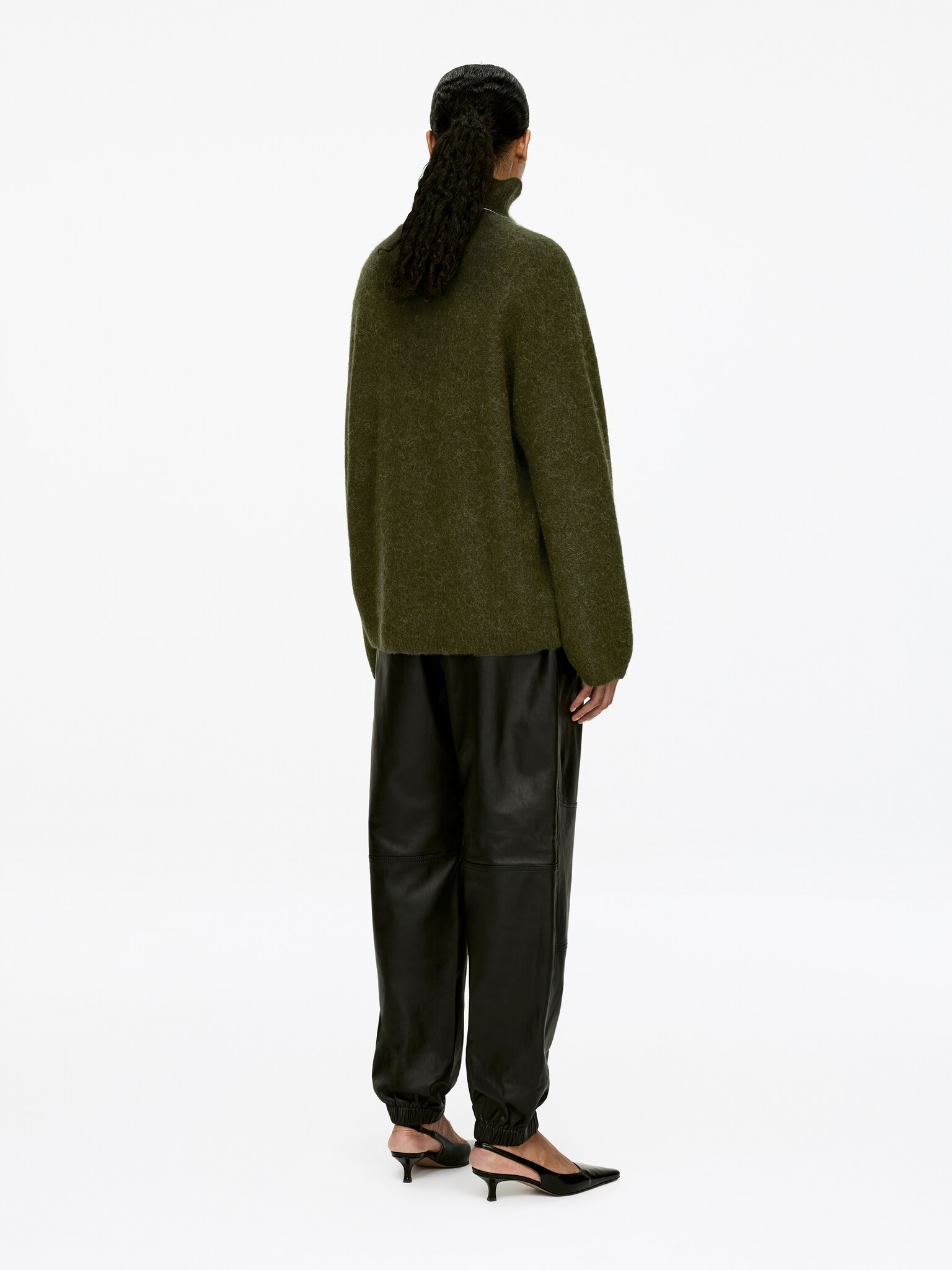 Sweter z golfem - Ciemnozielony - 5