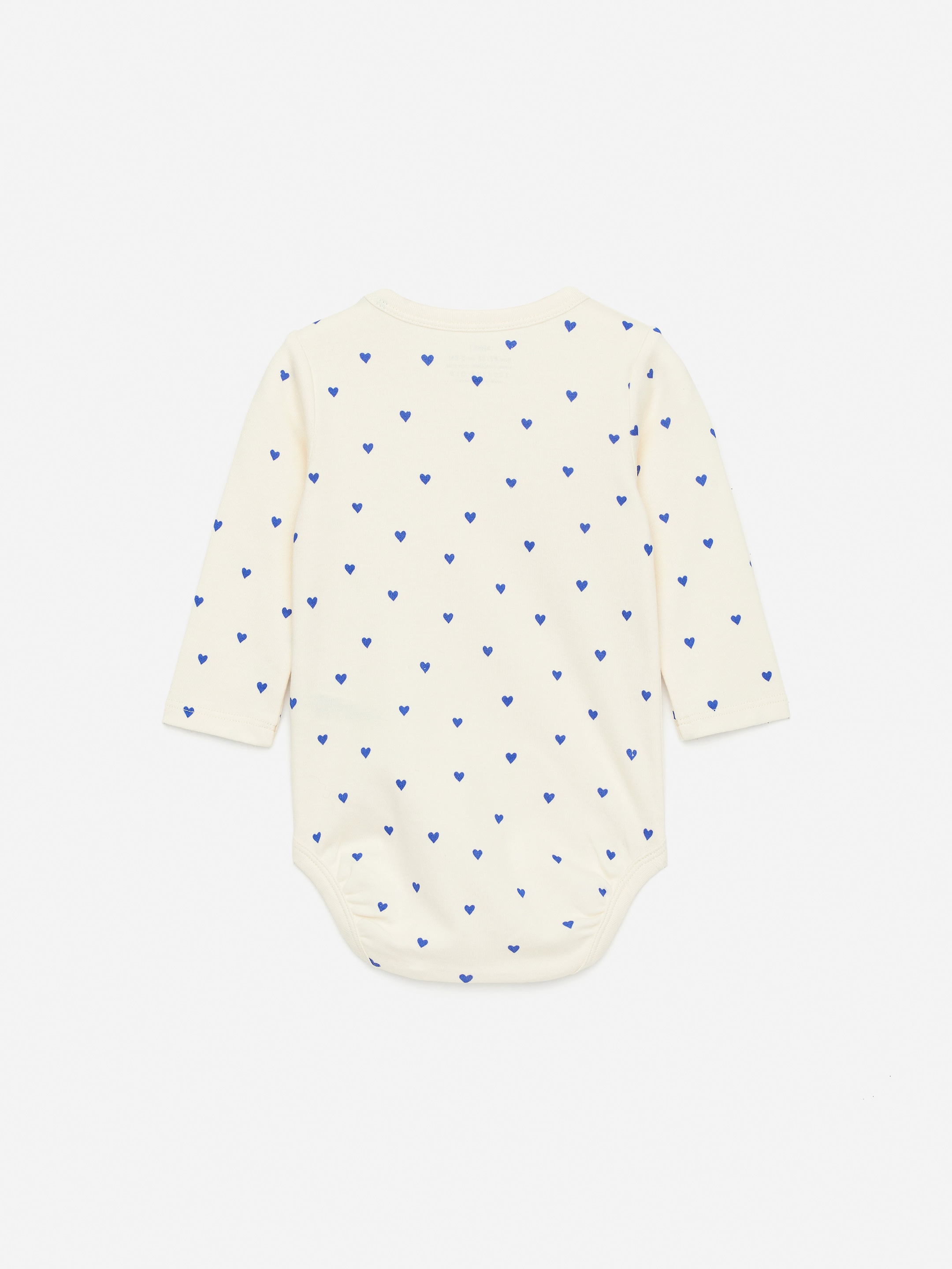 View larger image: Long-Sleeve Bodysuit - Off White/Blue Hearts - Kids | H&M GB 2