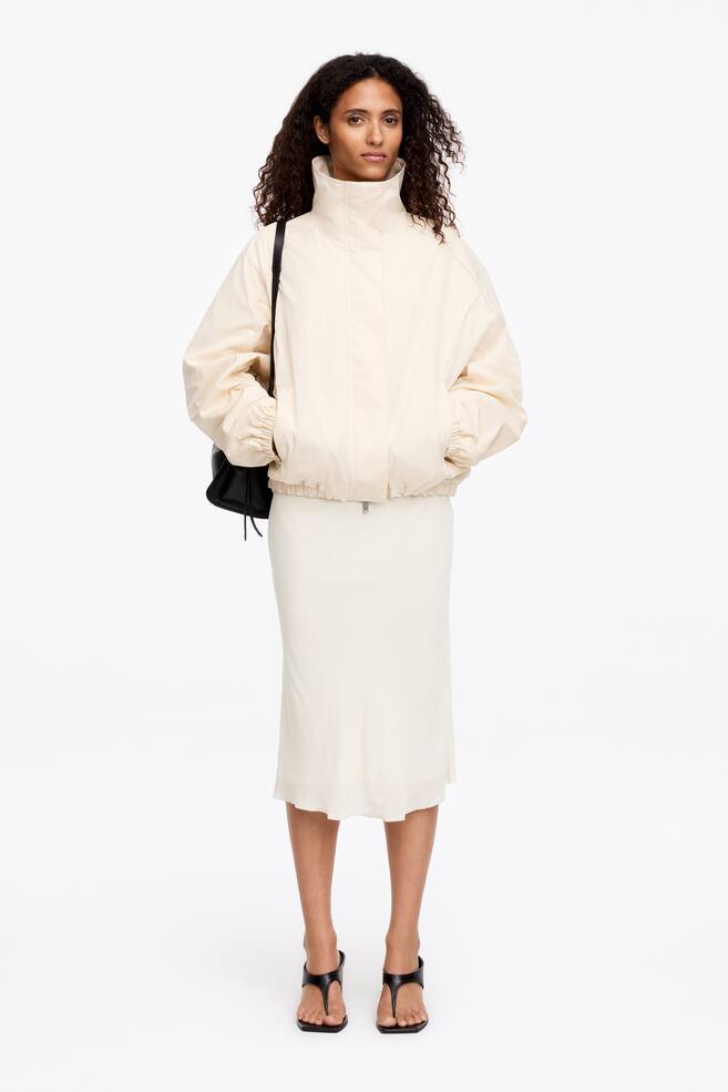 Chiffon Midi Skirt - Off White/Black - 3