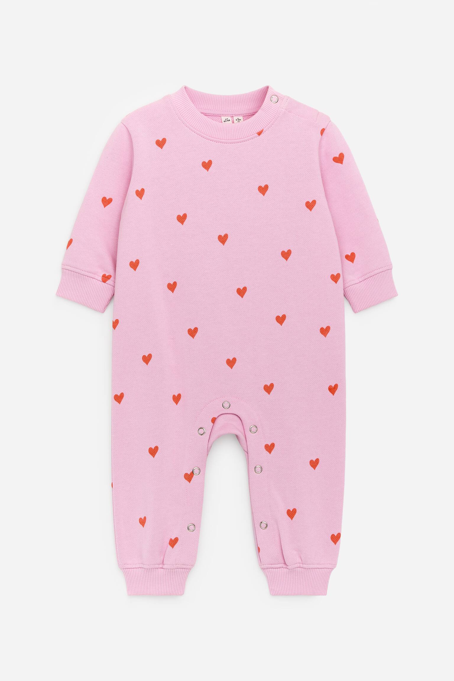 Cotton Overall - Pink/Red Hearts/Purple/White