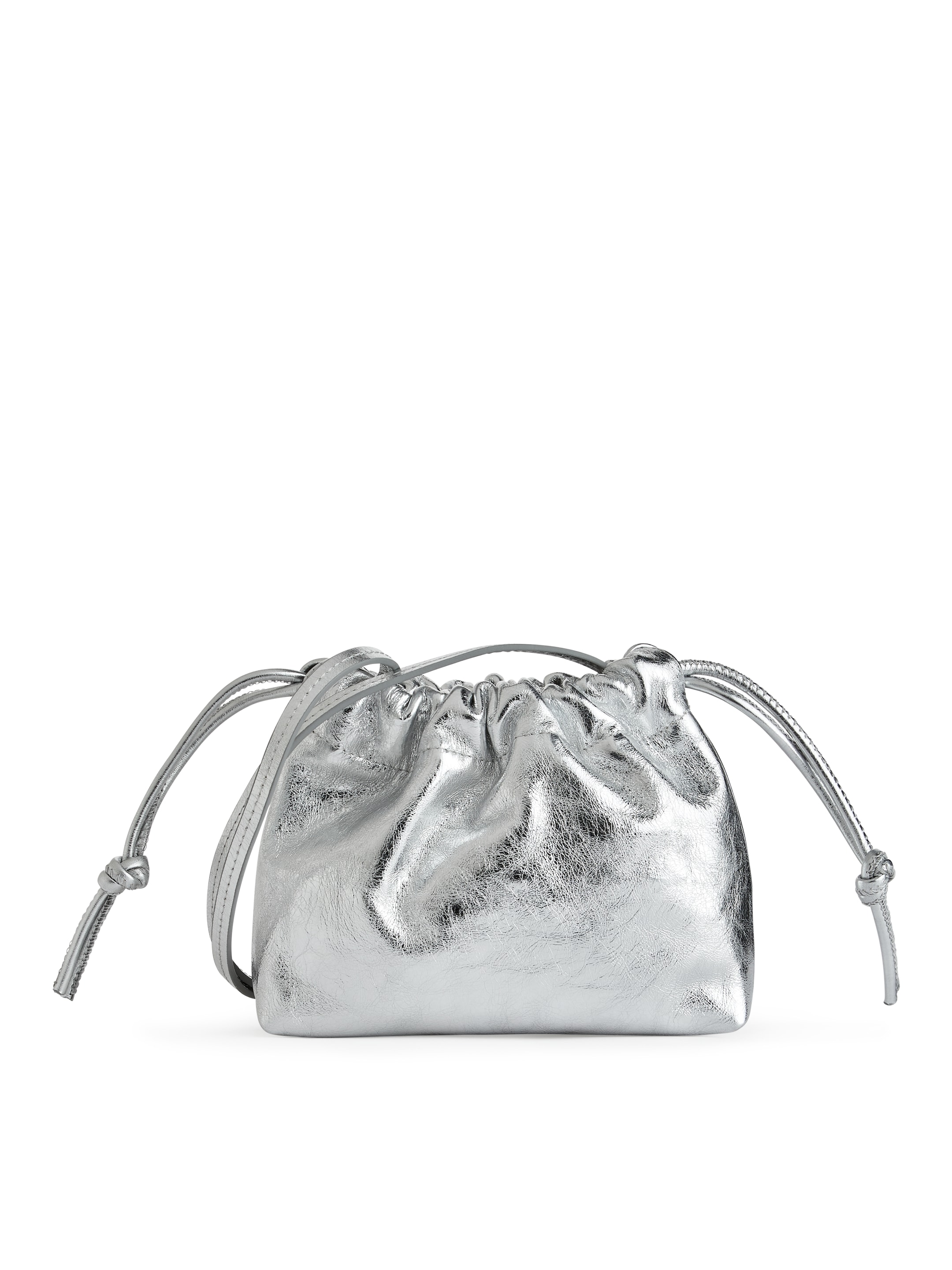 Läderväska med dragsko - Silver - Women - StillMedia/DescriptiveStillLife - 4