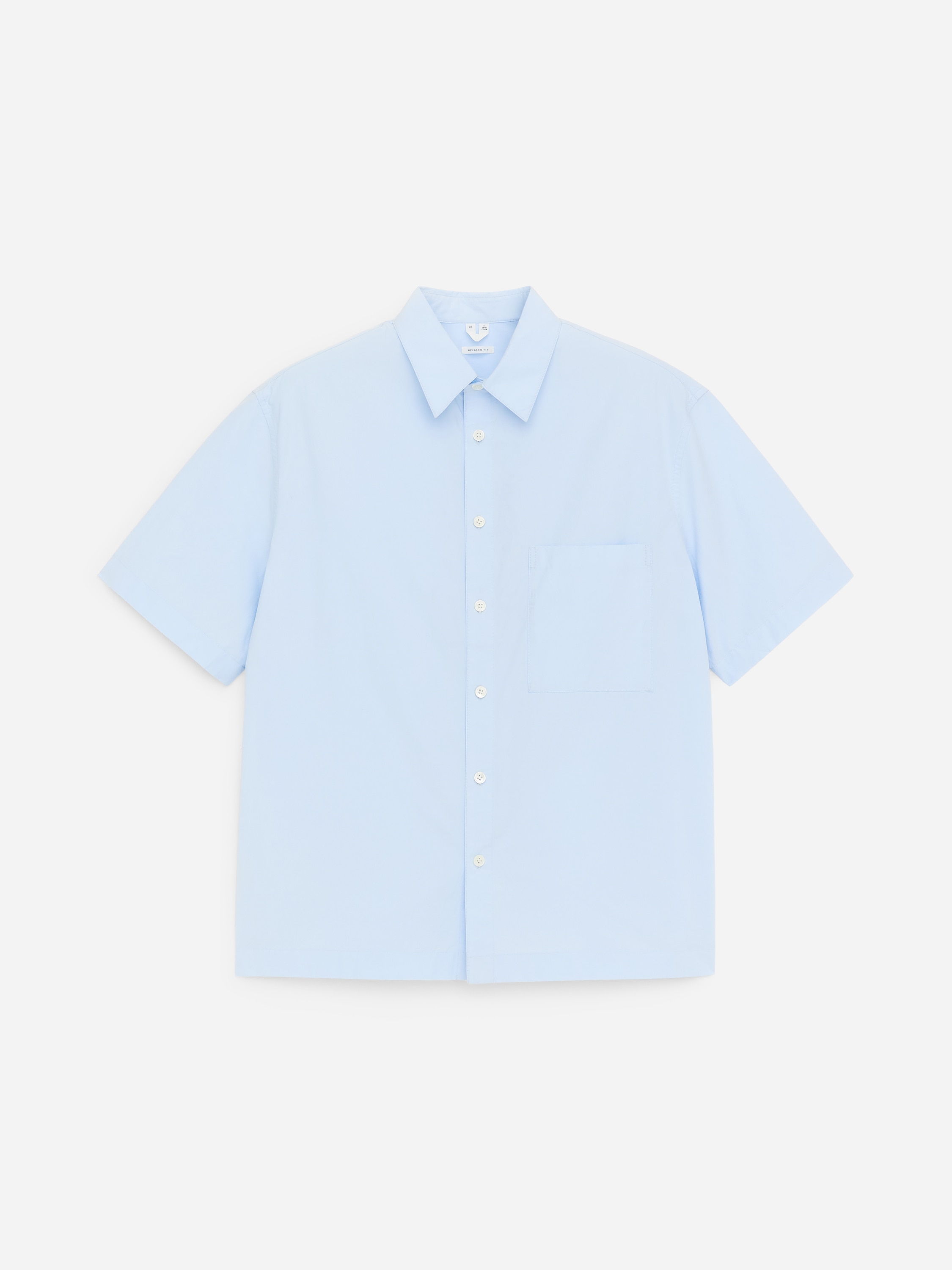 Camicia in popeline a maniche corte - Blu polvere