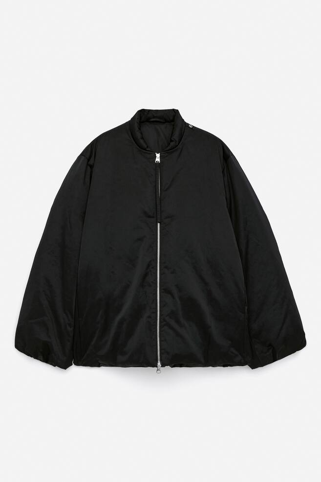 Upcycled Down Scarf Jacket - Black - 1