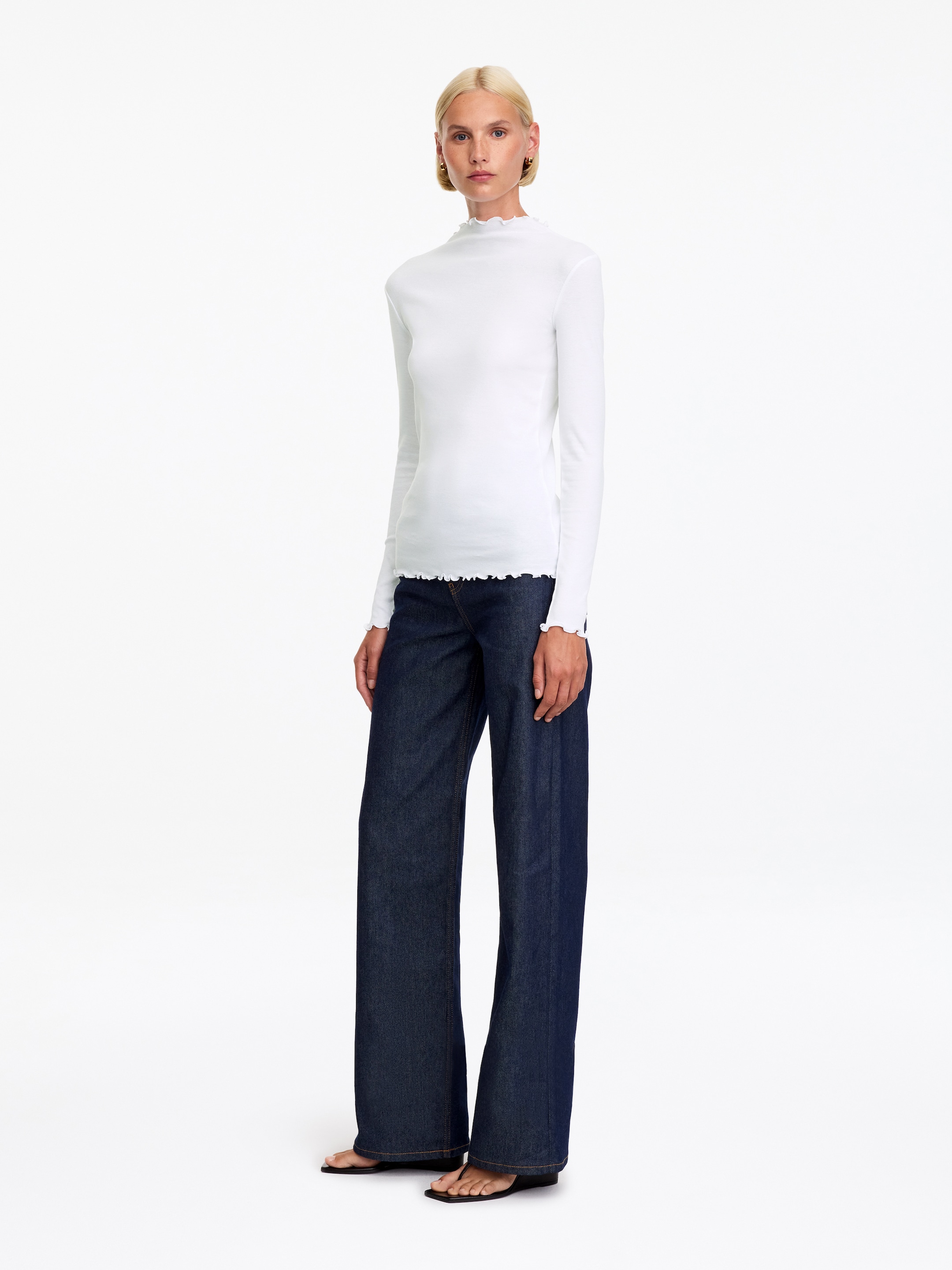 Gerüschtes Jersey-Oberteil - Weiß - Slim Fit - women - StillMedia/Lookbook - 3