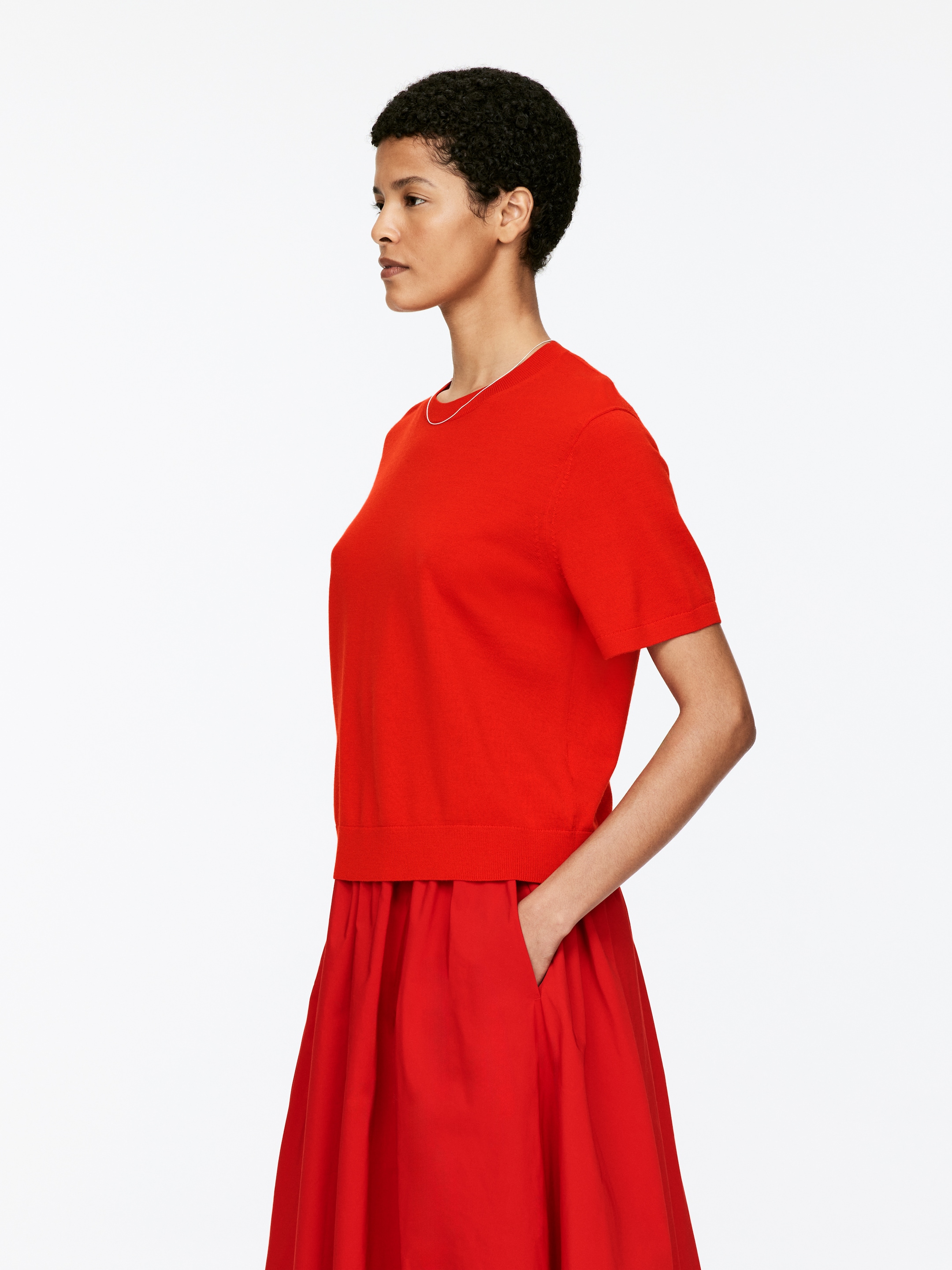 Zobrazit větší obrázek: Pletené tričko z merino vlny - Červená - ŽENY | H&M CZ 5