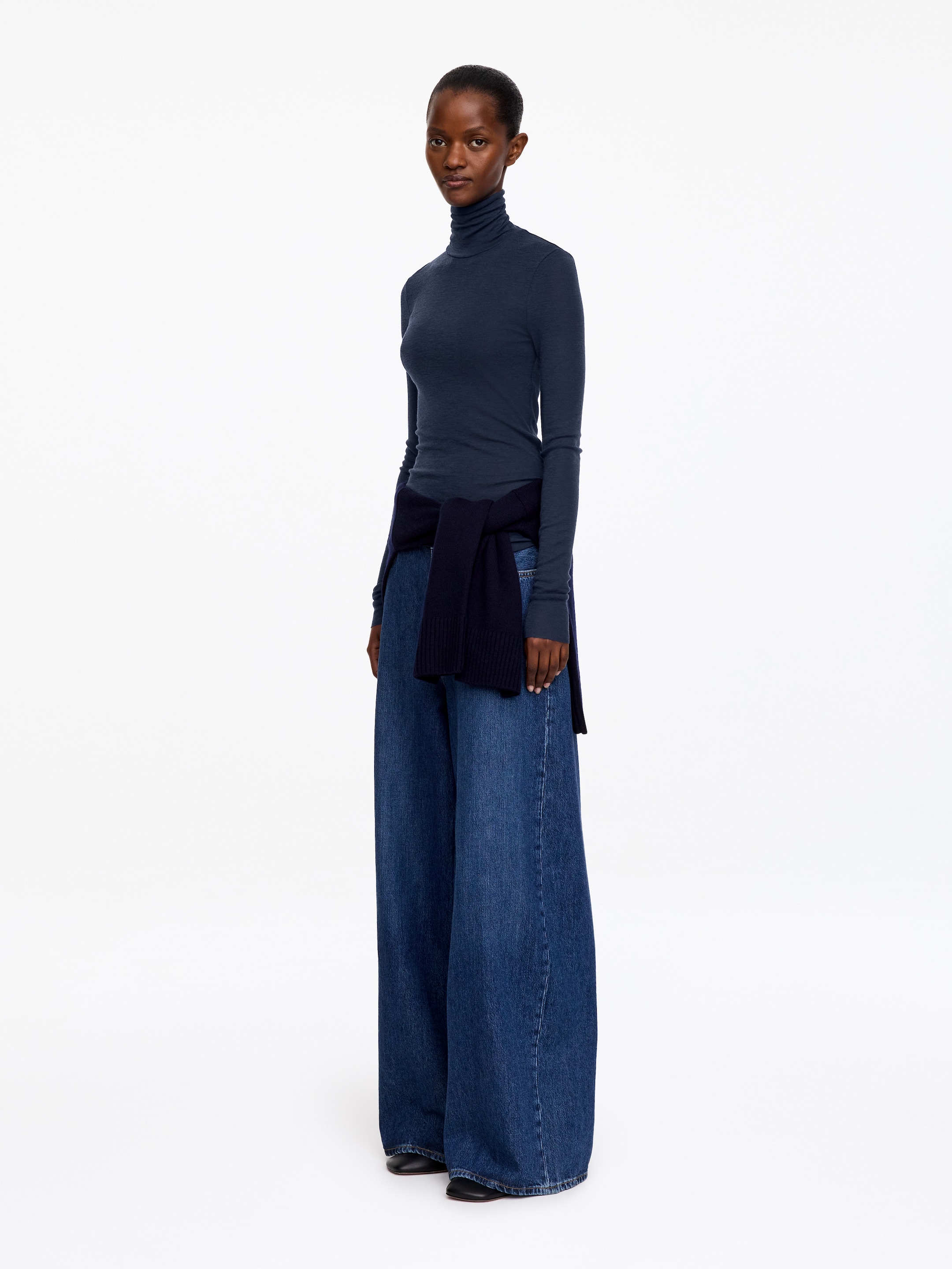 Rollkragenoberteil aus Wolle - Dunkelblau - Slim Fit - women - StillMedia/Lookbook - 4