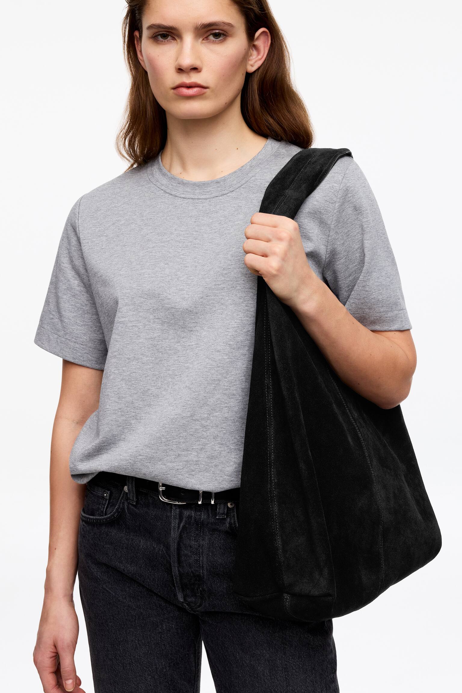 Soepele suède tas - Zwart - 6