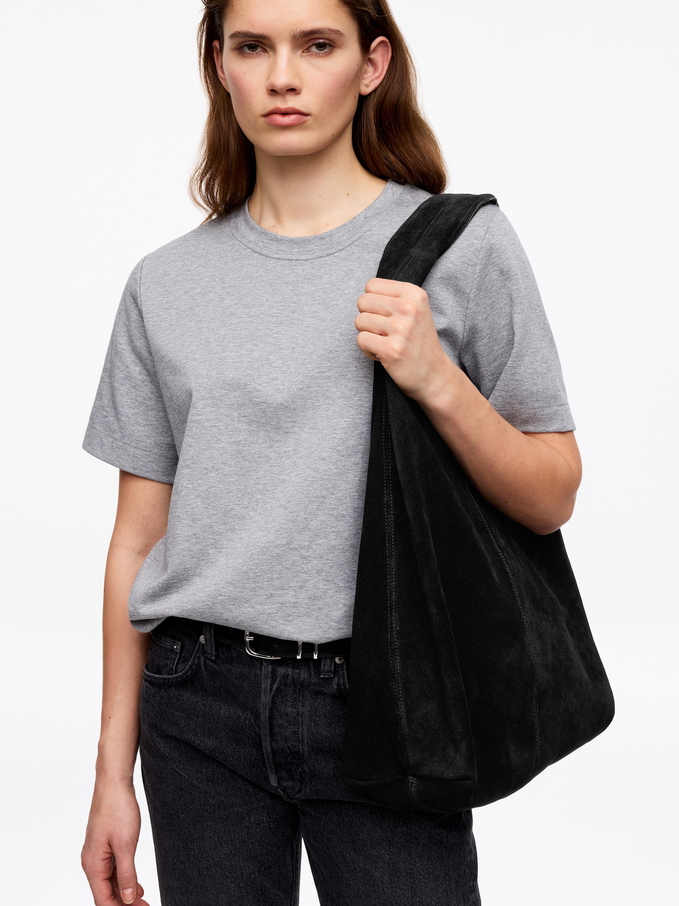 Miękka torba z dwoiny zamszowej - Czarny - Women - StillMedia/Lookbook - 7