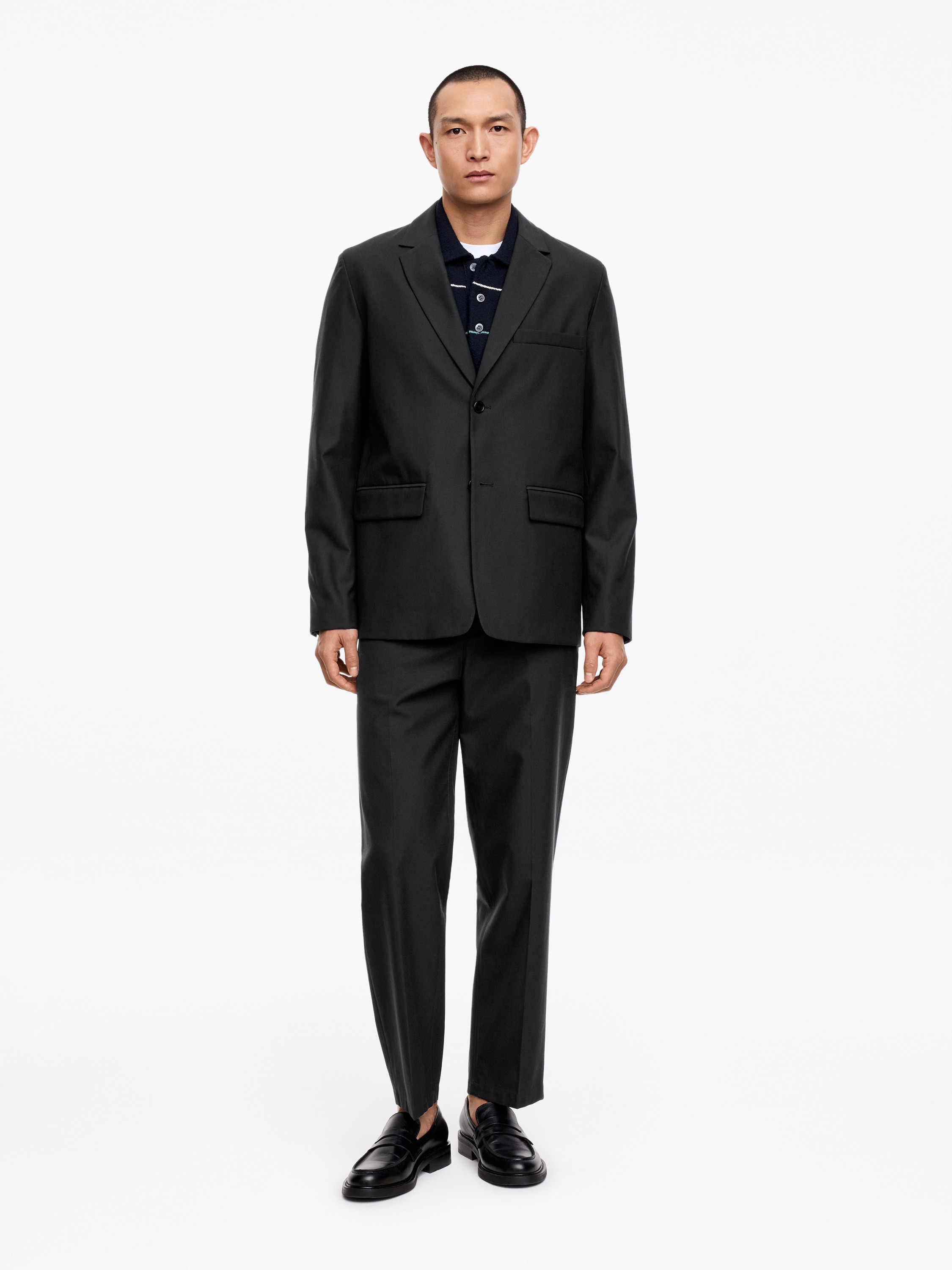 Wool-Cotton Blazer - Black