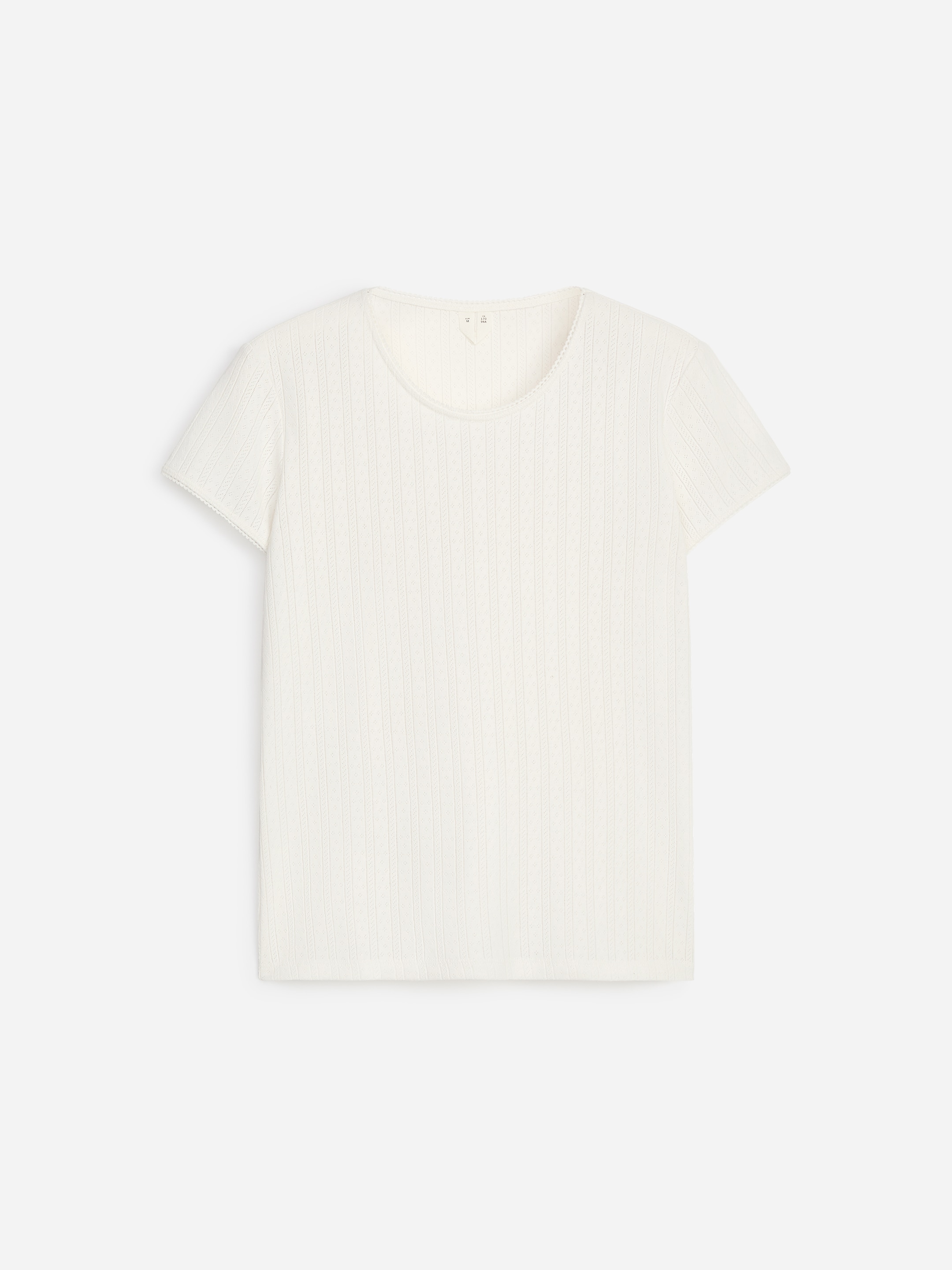 Maglia a maniche corte con lavorazione pointelle-White-20933