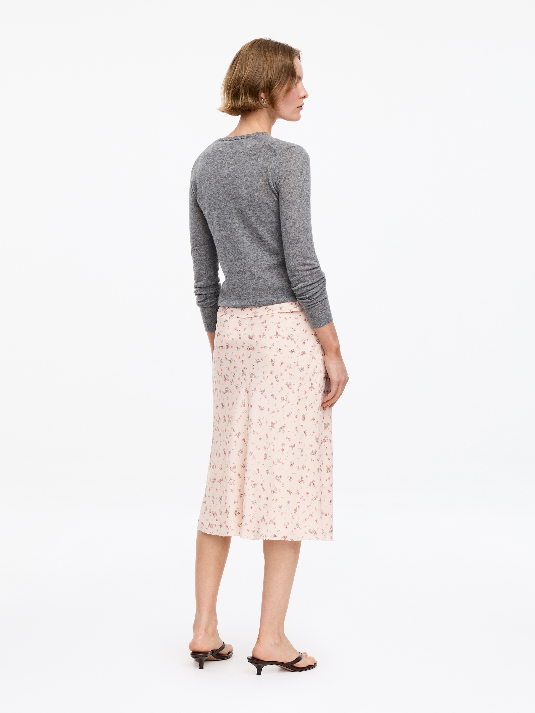 Gonna in seta con lunghezza al ginocchio - Rosa polvere - Regular fit - Women - StillMedia/Lookbook - 4