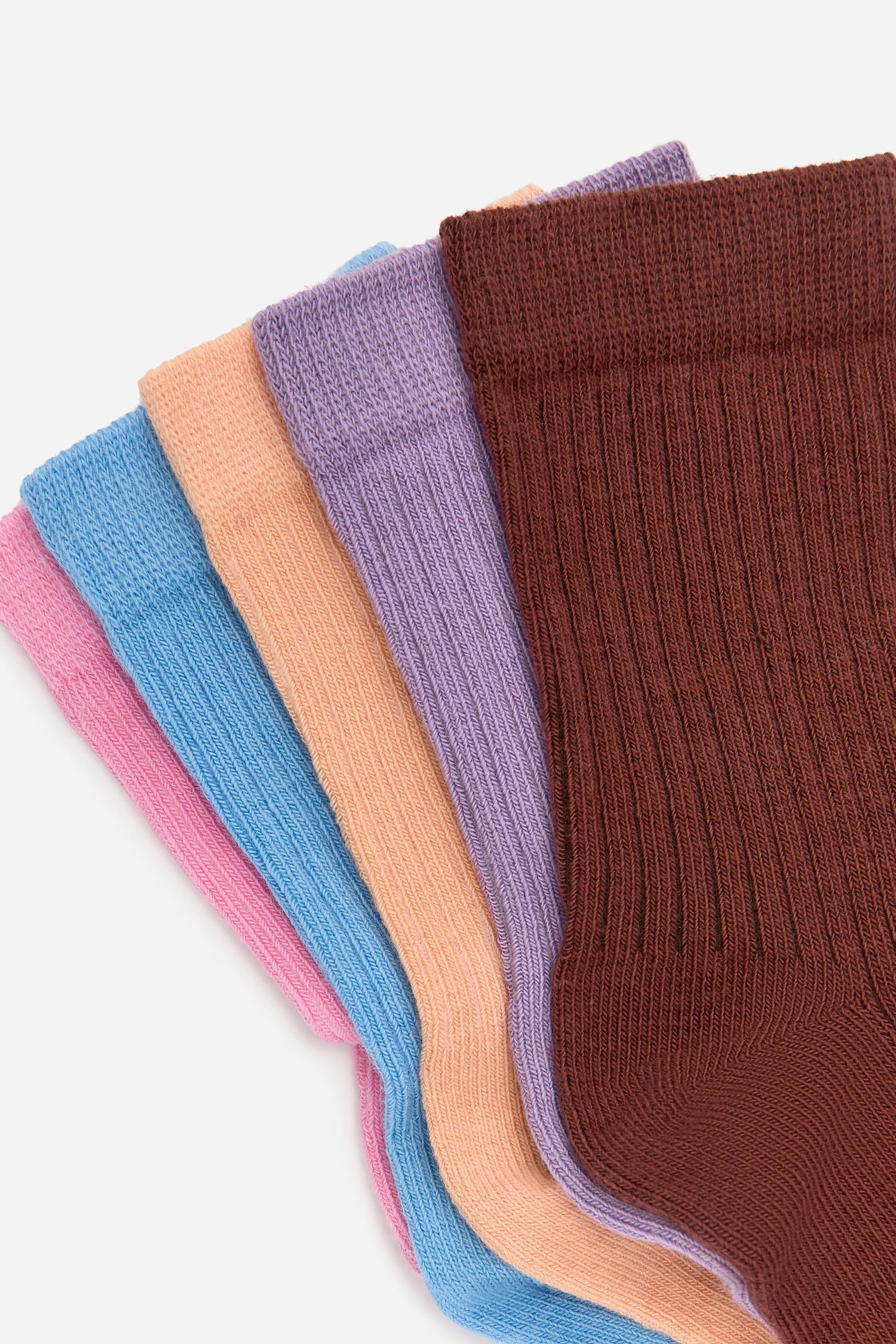 Ribbstickade strumpor, 5-pack - Peach/Multicolour/Blue/Multi - 2