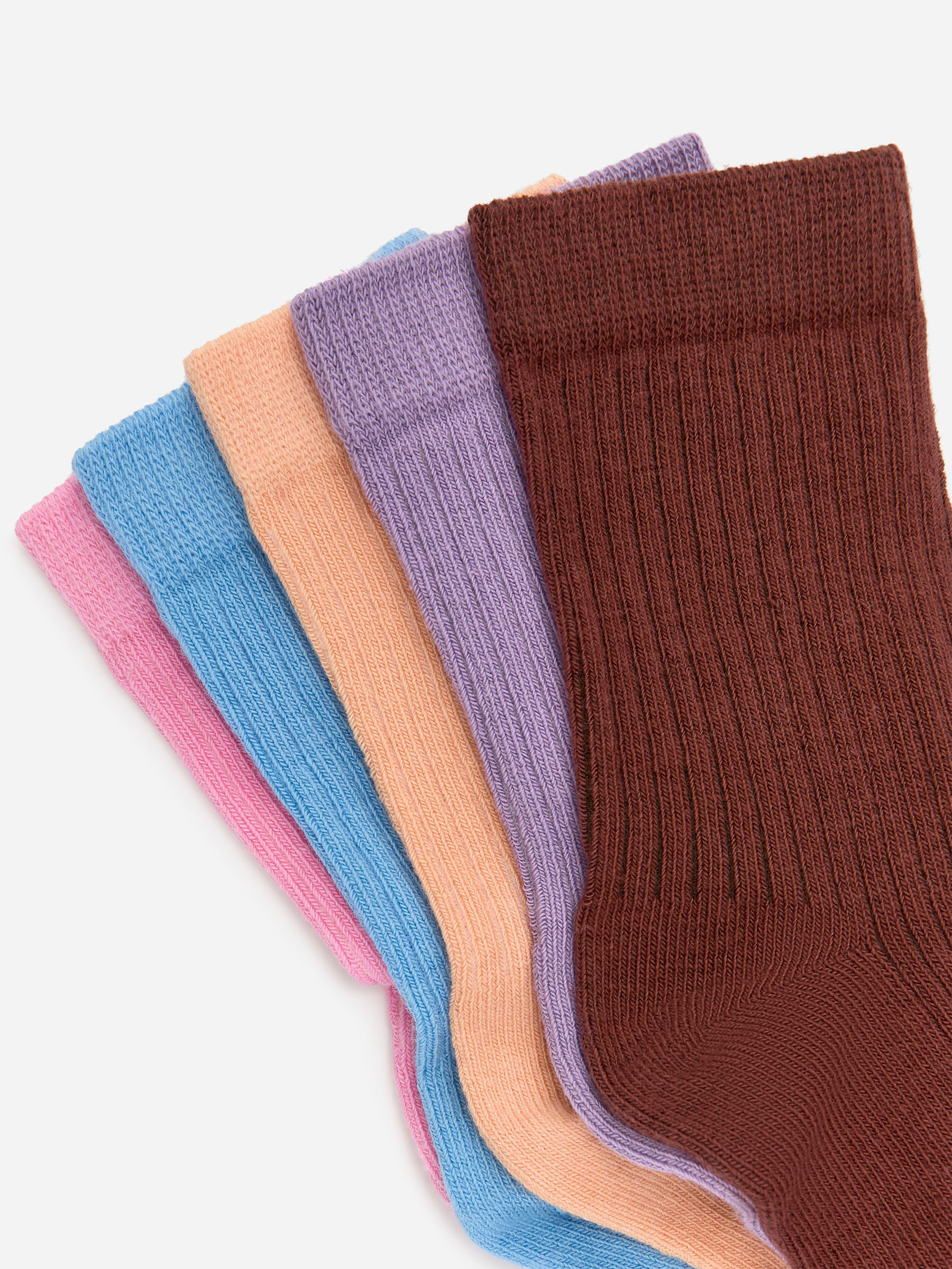 Rib Knit Socks, 5 Pairs - Peach/Multicolour - Children - StillMedia/DescriptiveDetail - 1