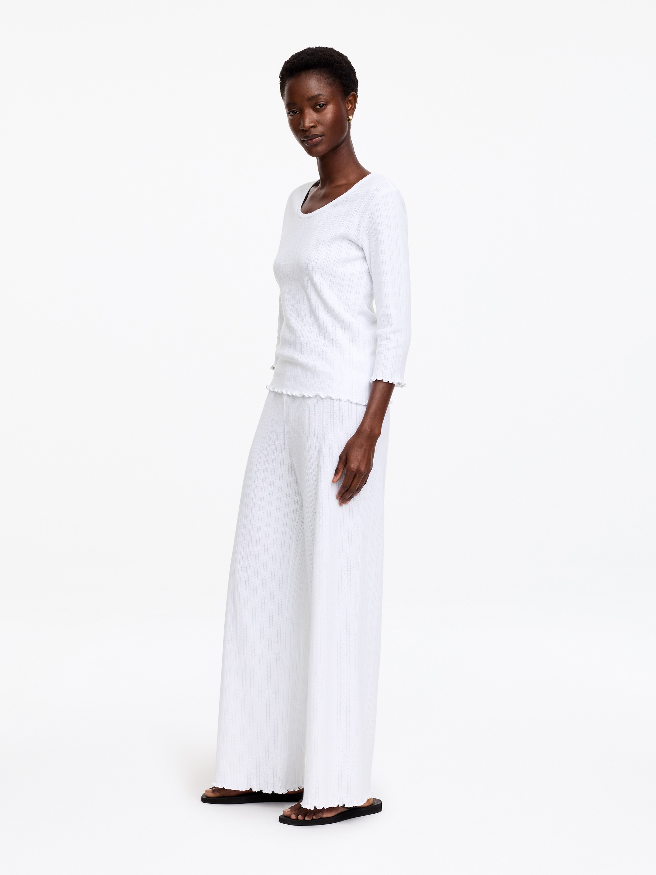Pointellestickad topp - Vit - Regular fit - Women - StillMedia/Lookbook - 2