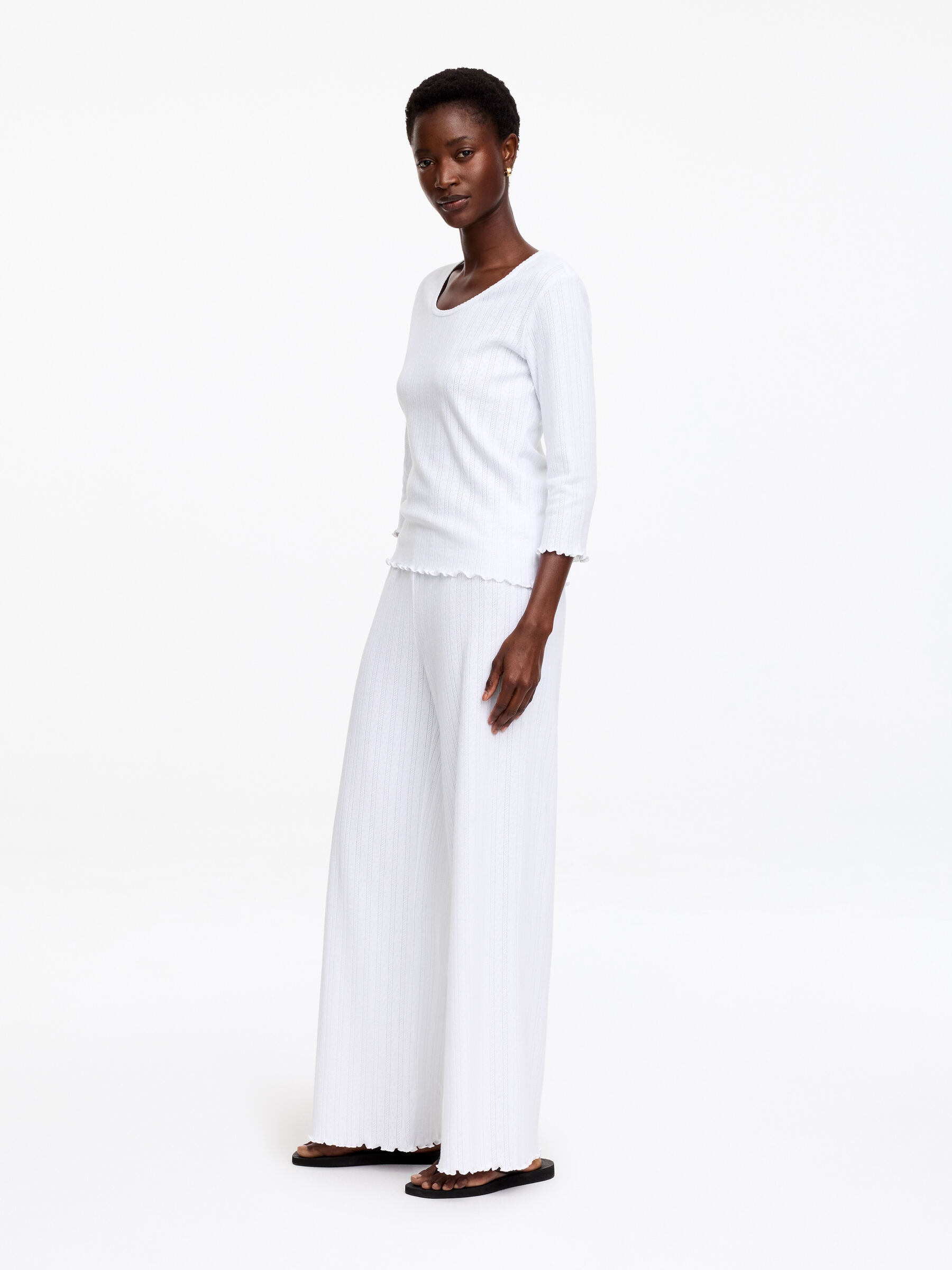 Pointelle-Knitted Top - White - Regular fit - Women - StillMedia/Lookbook - 2