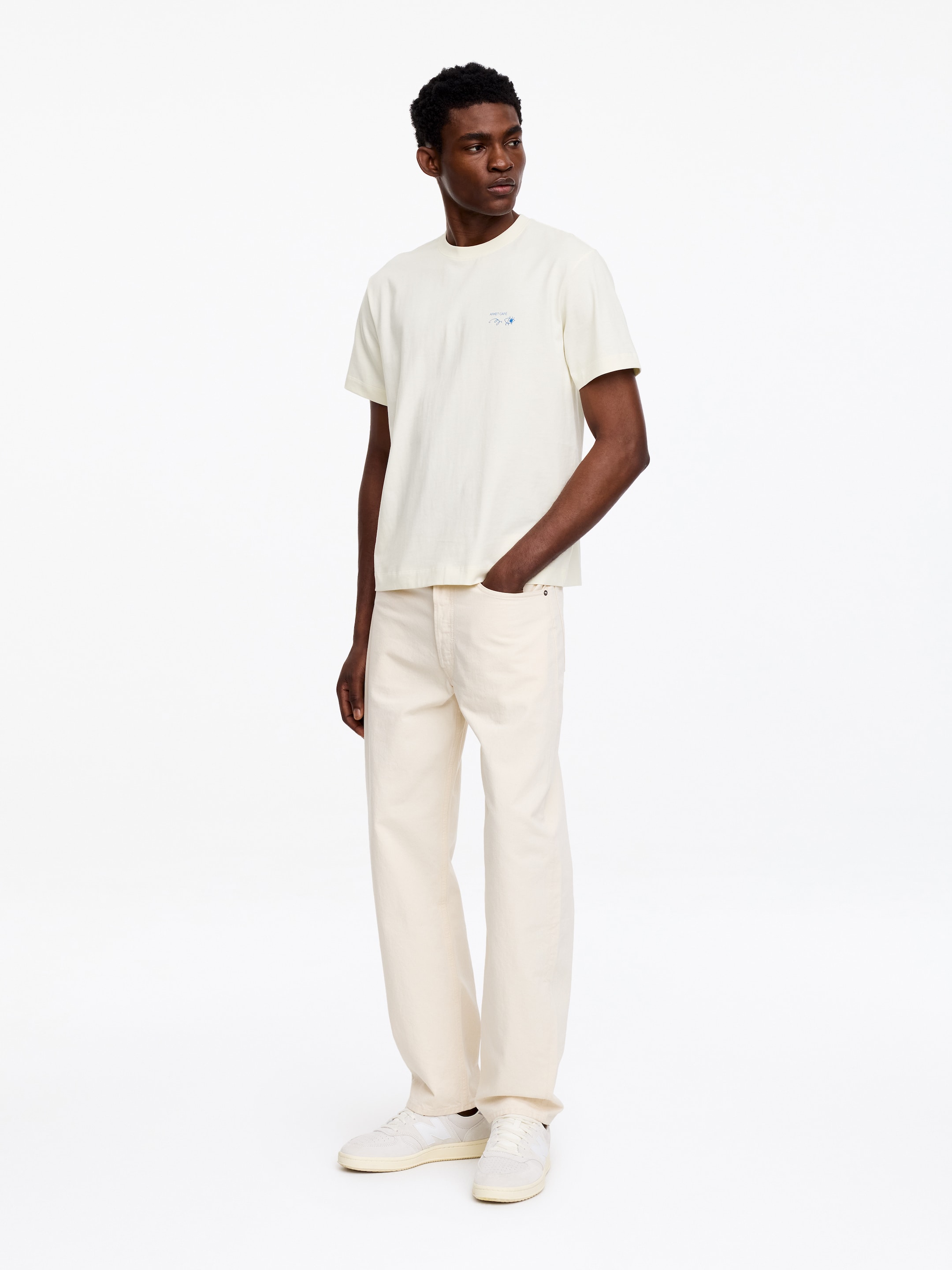 T-shirt imprimé ARKET CAFÉ - Blanc cassé/Bleu - Loose fit - Café - StillMedia/Lookbook - 3