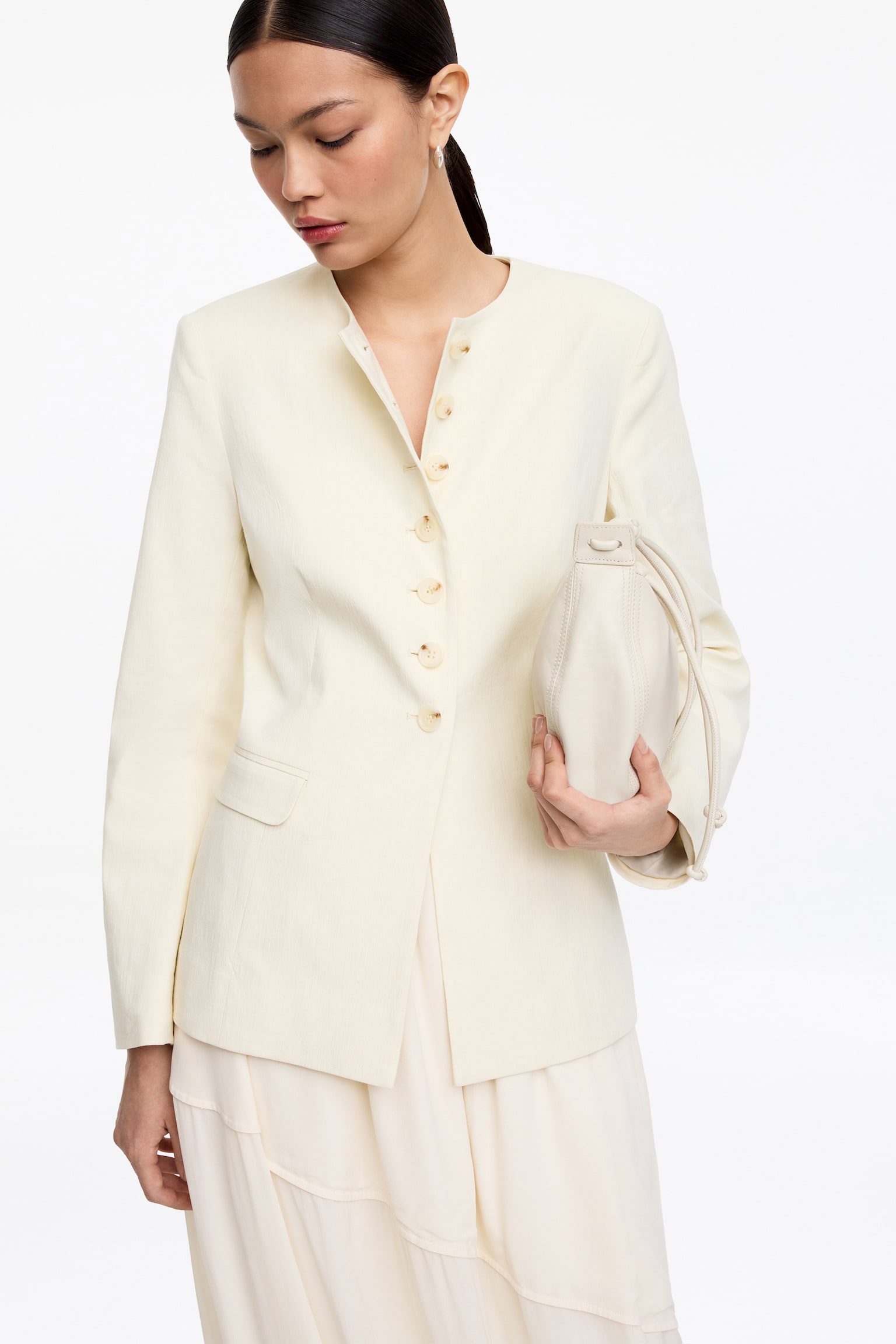 Blazer i hørblend - Råhvid/Sort/Sort/Mørkebrun - 5