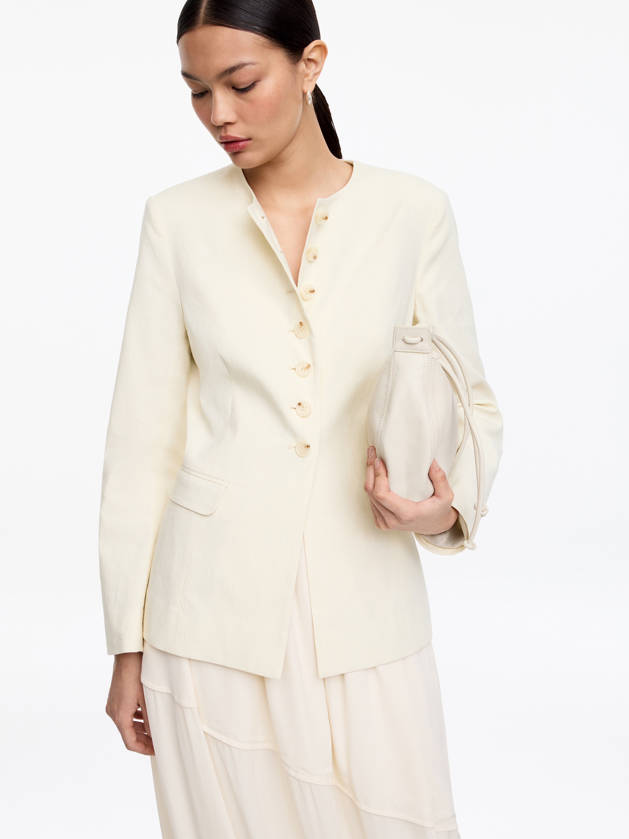 Linen-Blend Blazer - Off White - Slim fit - Women - StillMedia/Lookbook - 6