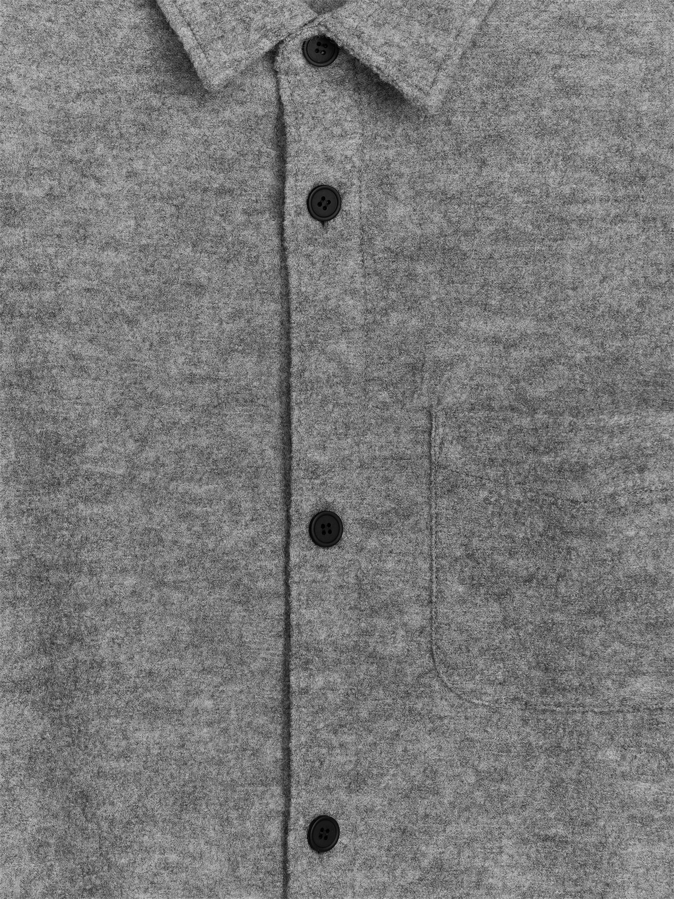 Boucléskjorta i ull - Grå - Loose fit - Men - StillMedia/DescriptiveDetail - 1