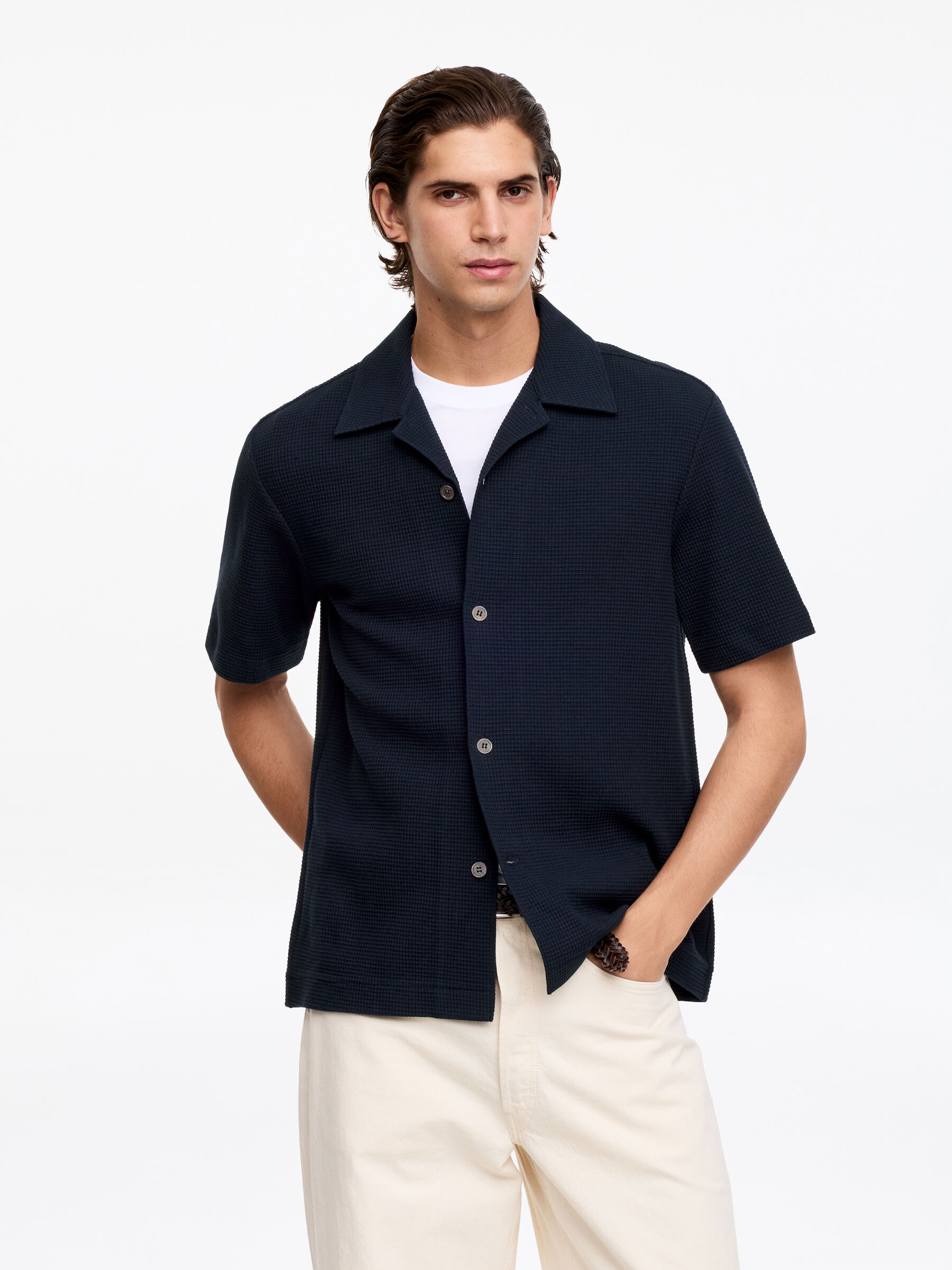 Waffle Jersey Shirt-#40424E-19346