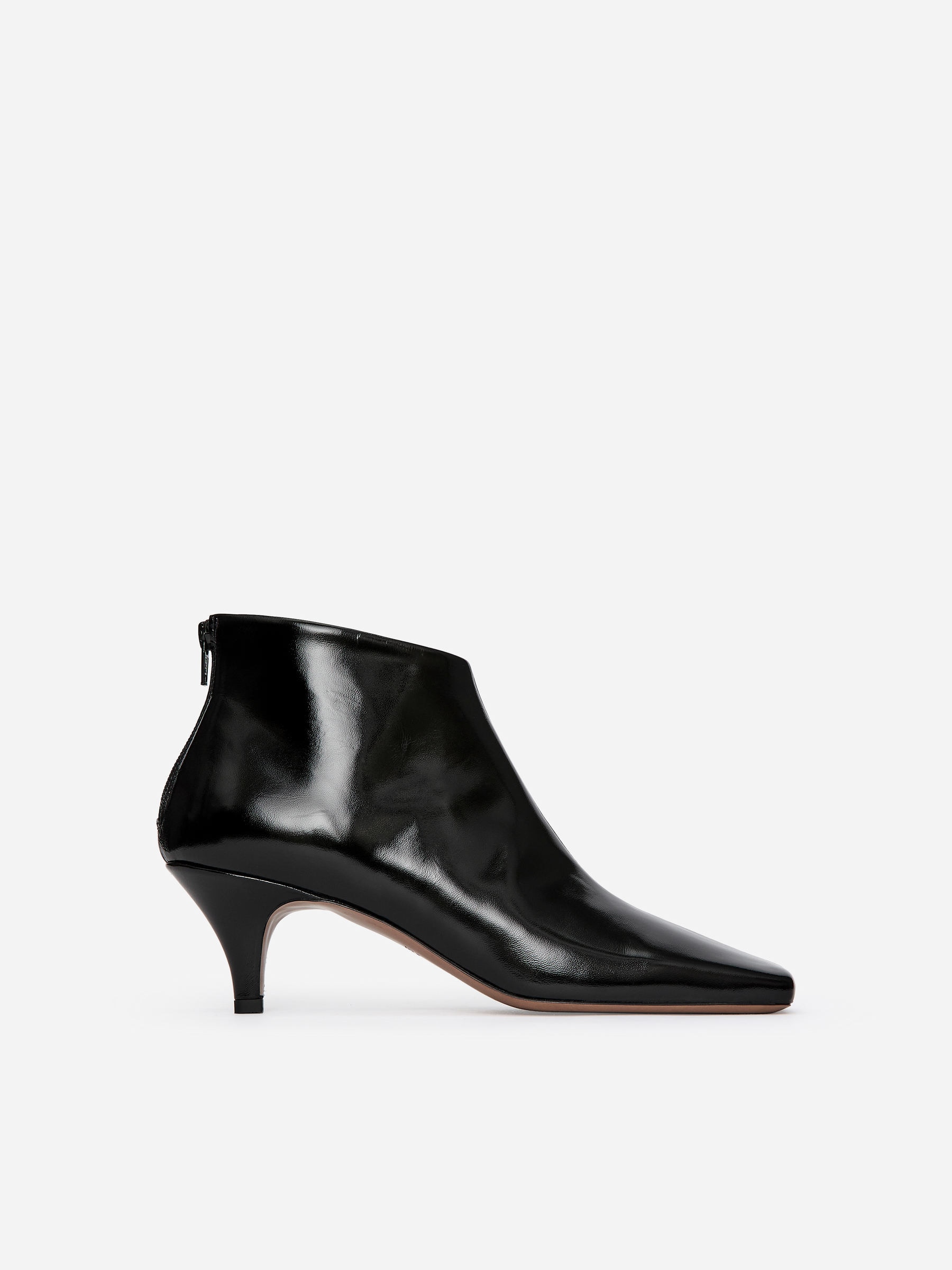 Glossy Leather Ankle Boots-#272627-17229