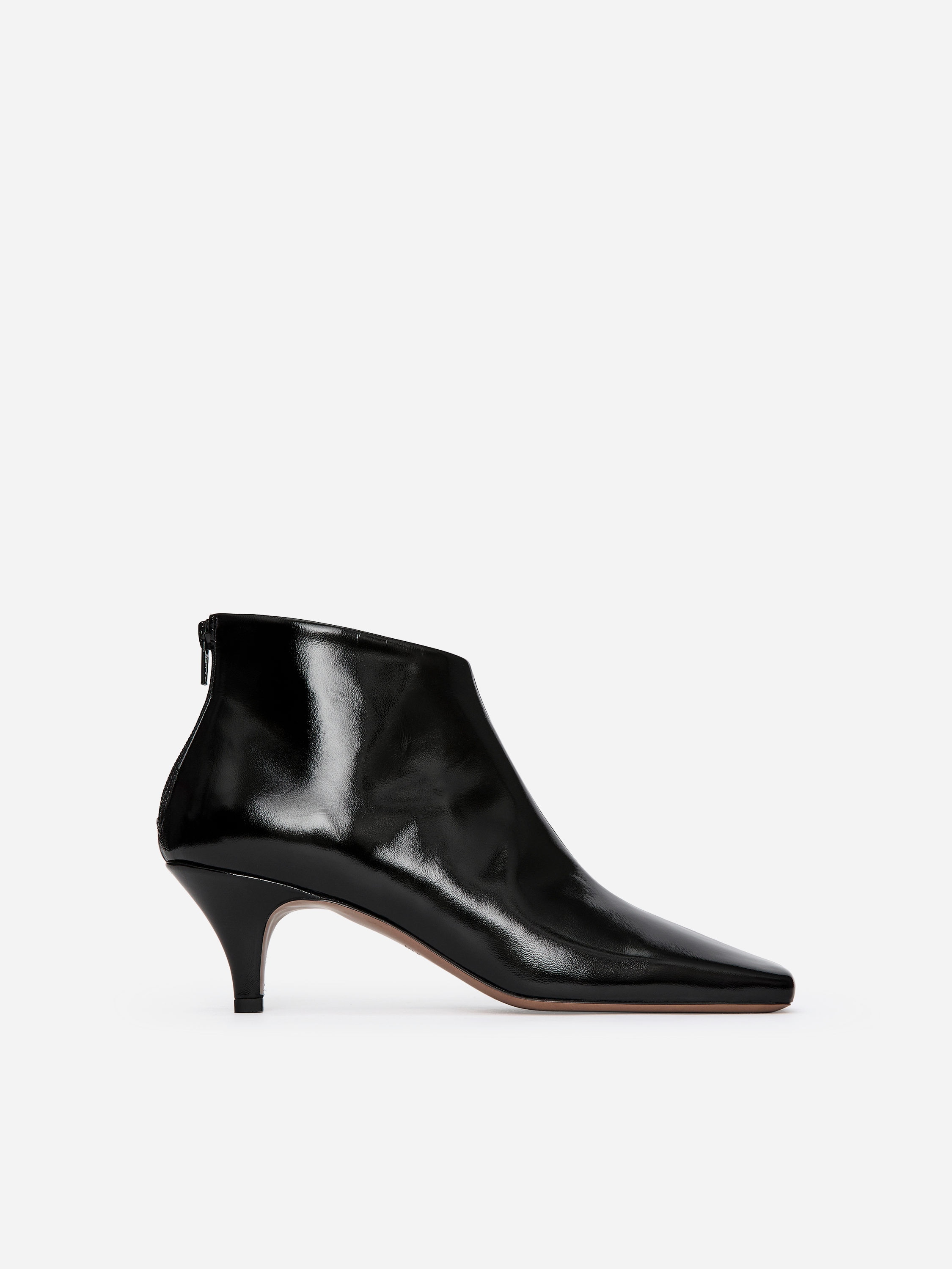 Glossy Leather Ankle Boots-#272627-17229