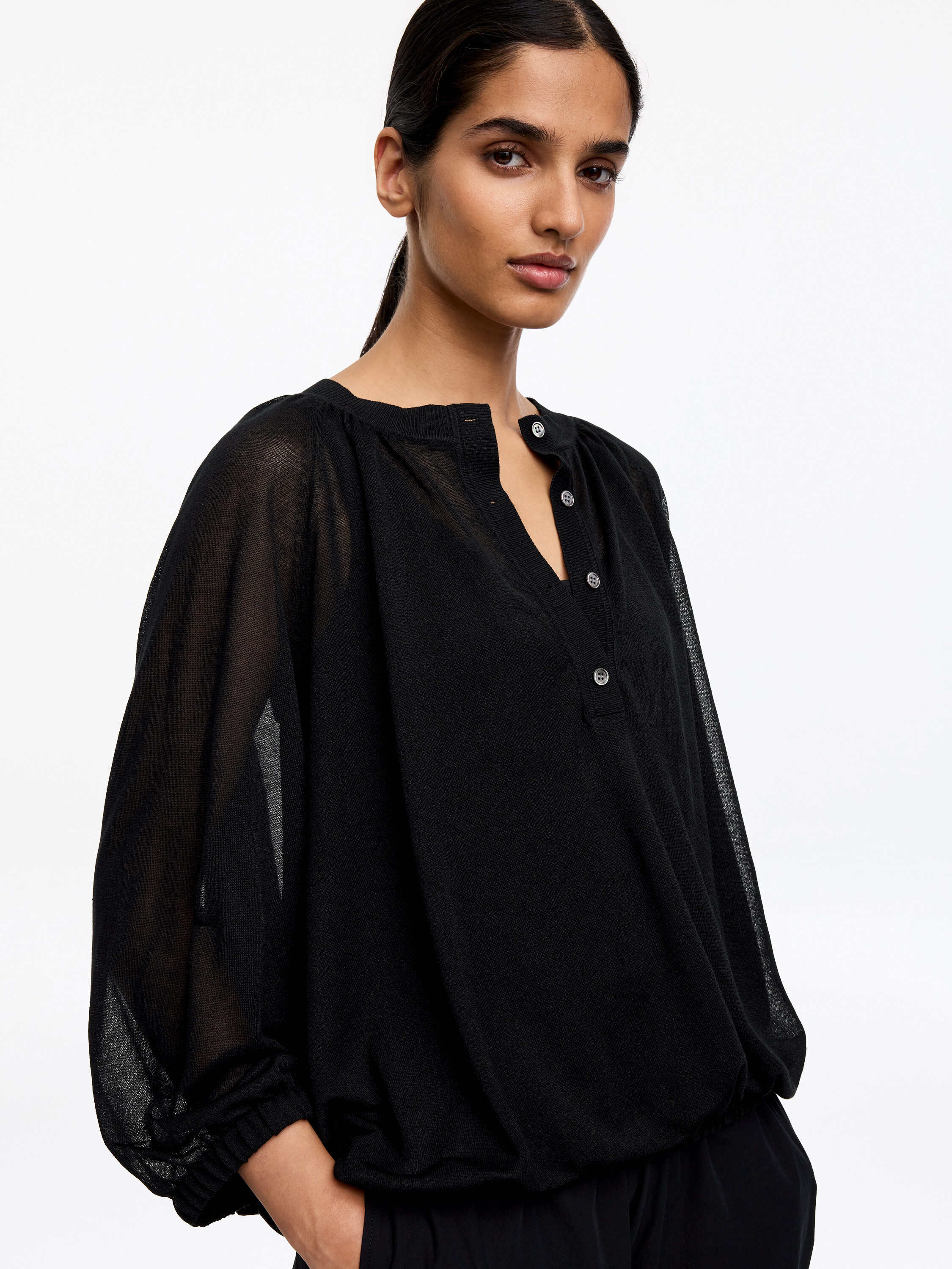 Sheer Knit Top – Black – Women – ARKET NL