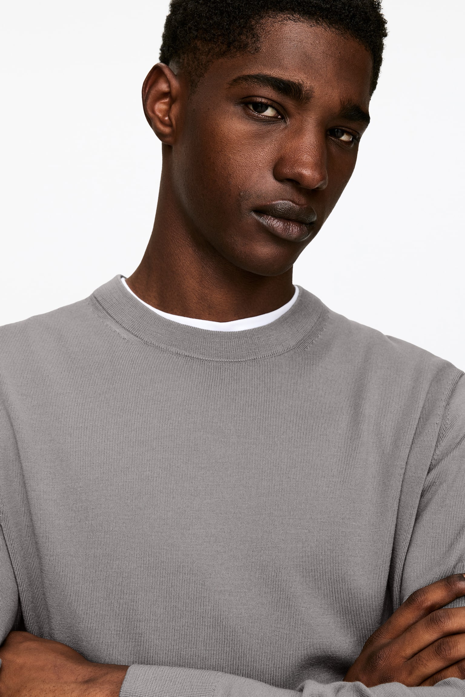 Finstickad tröja i merinoull - Mullvadsgrå/Mörkgrå/Dark Blue/Gråmelerad/Mörkgrön - 4