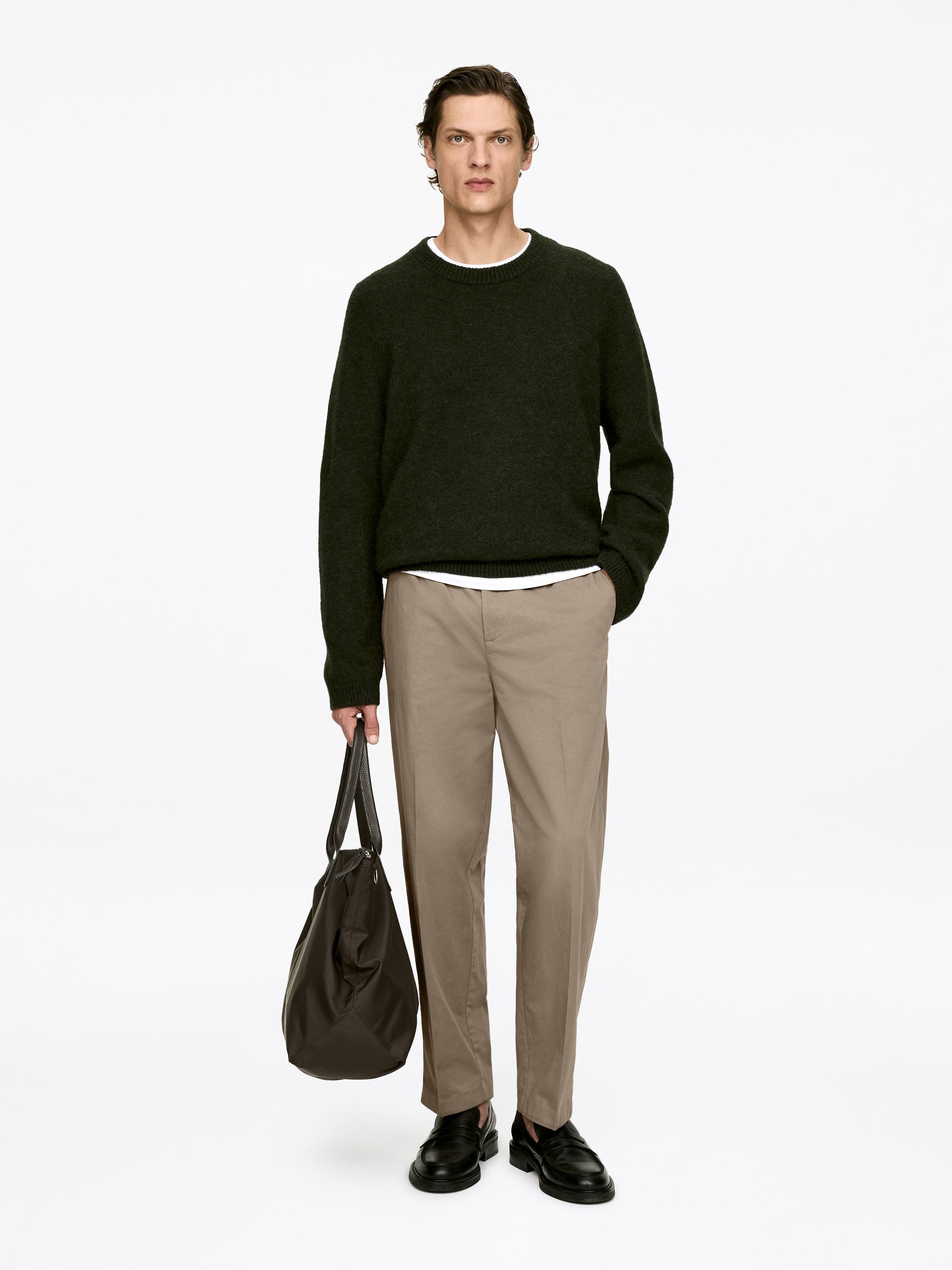 Loose Fit Cotton Trousers-#807365-17522