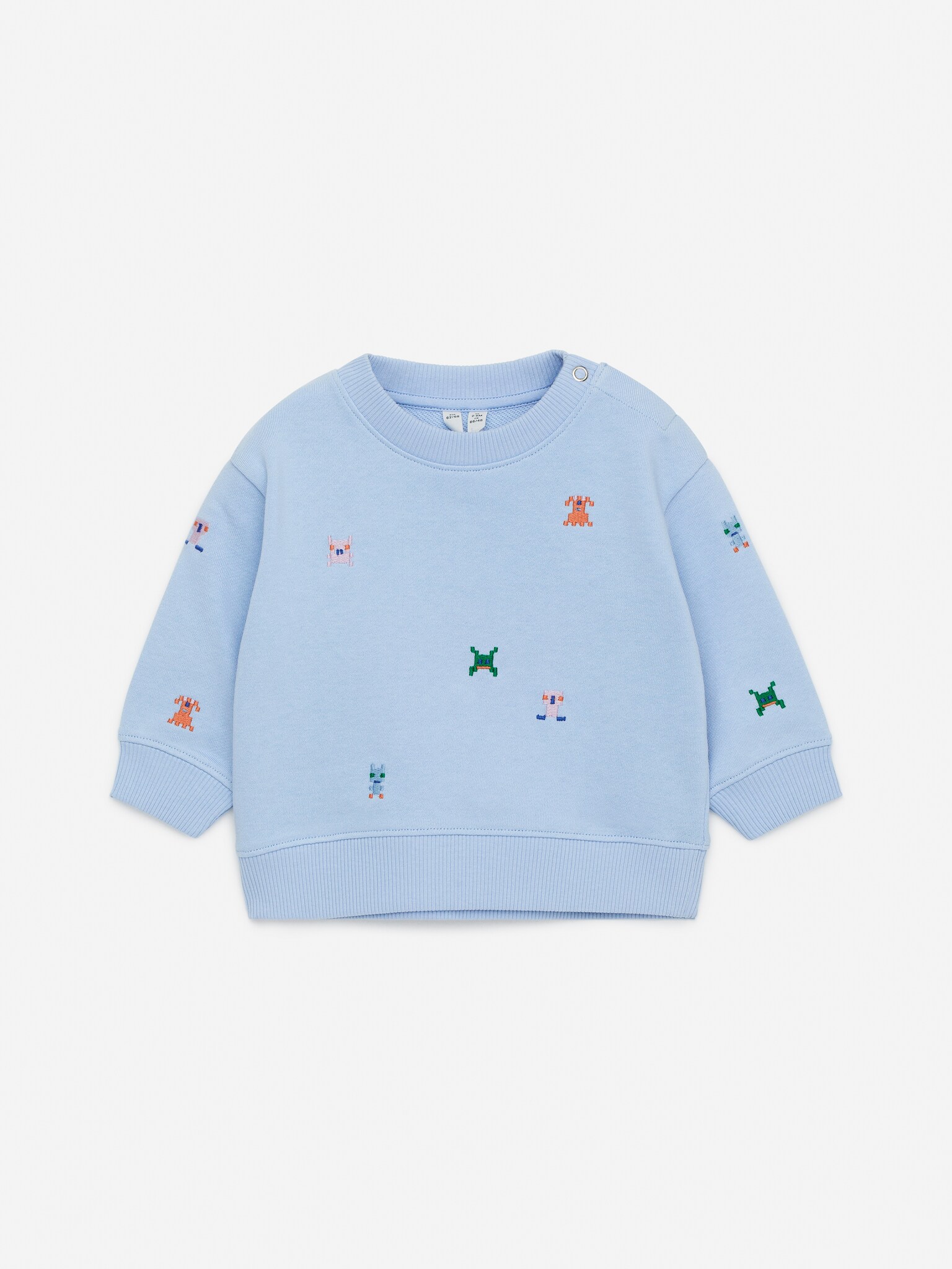 Vyšívaná bavlněná mikina - Light Blue/Pink