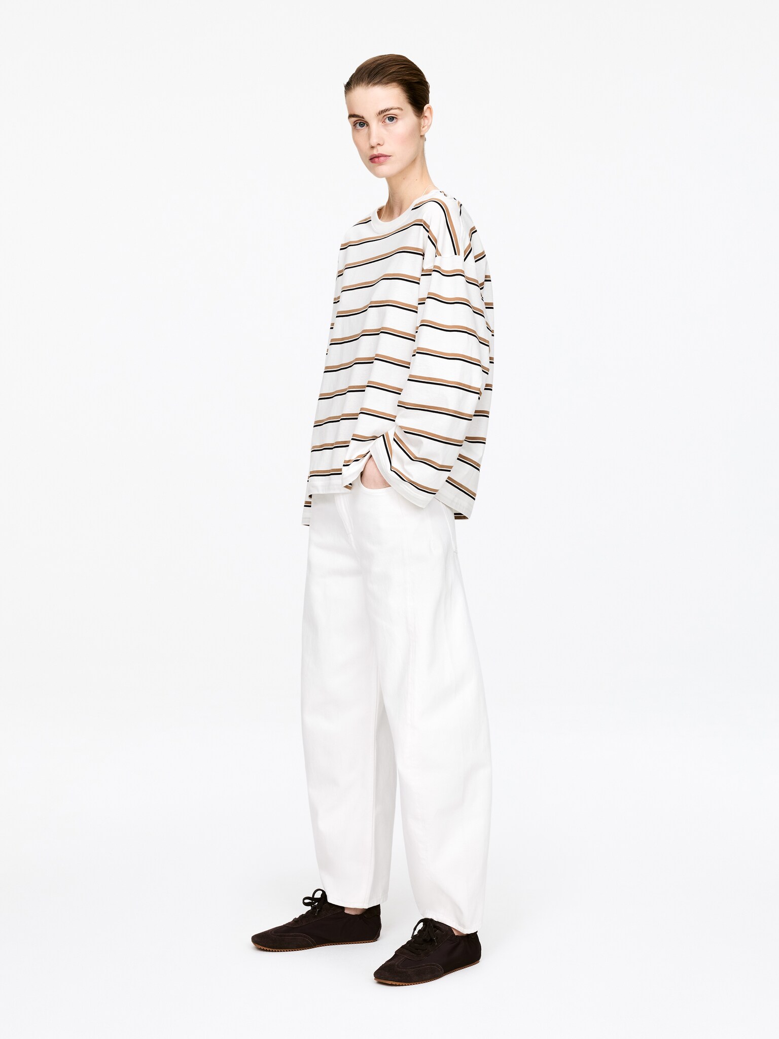 Oversized T-shirt met lange mouwen - Wit/veelkleurig/Turkoois/Zwart/Wit - 3