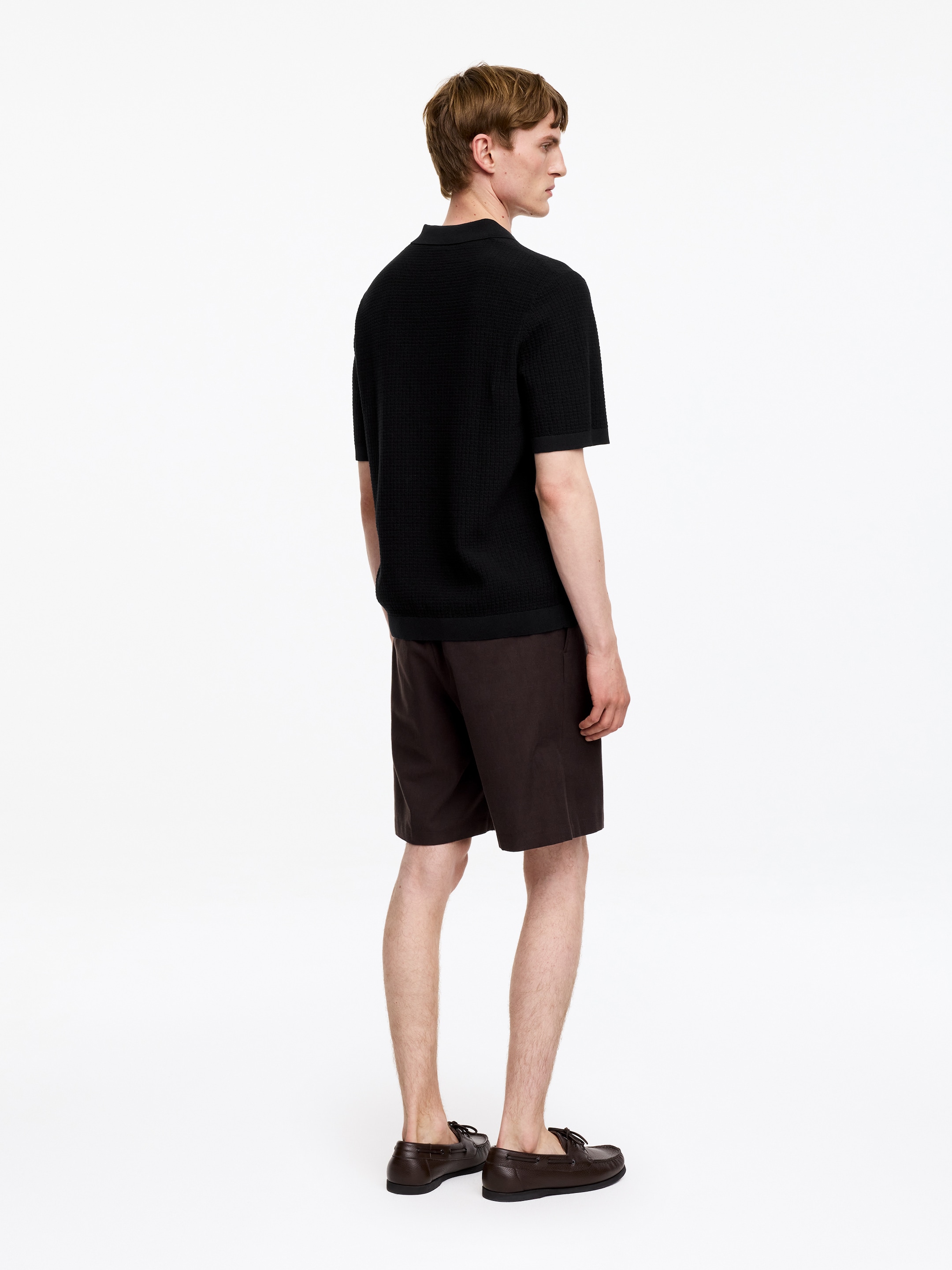 Knitted Cotton Polo Shirt - Black - Regular fit - Men - StillMedia/Lookbook - 2