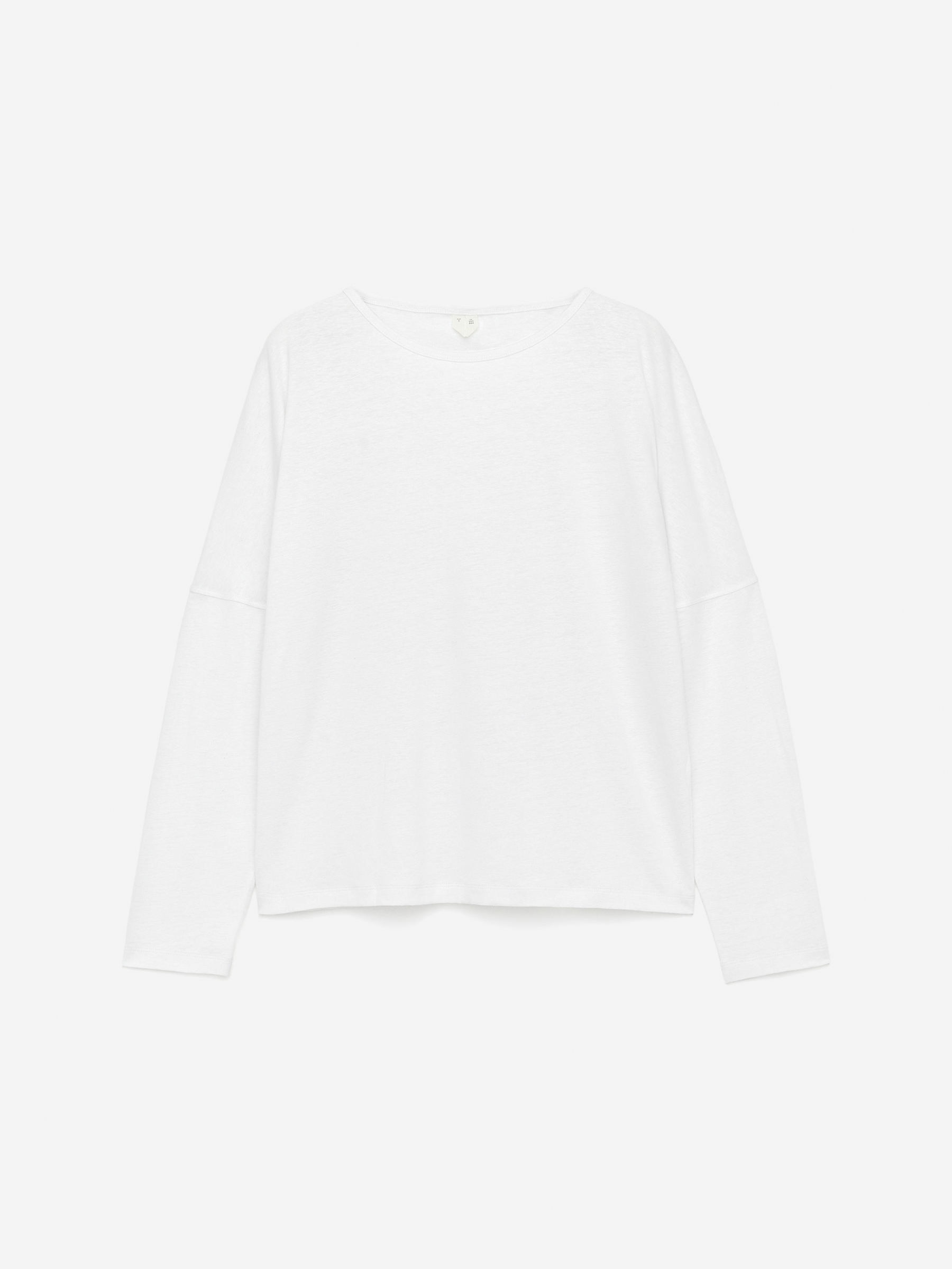 Loose-Fit Linen Viscose Top-White-15396