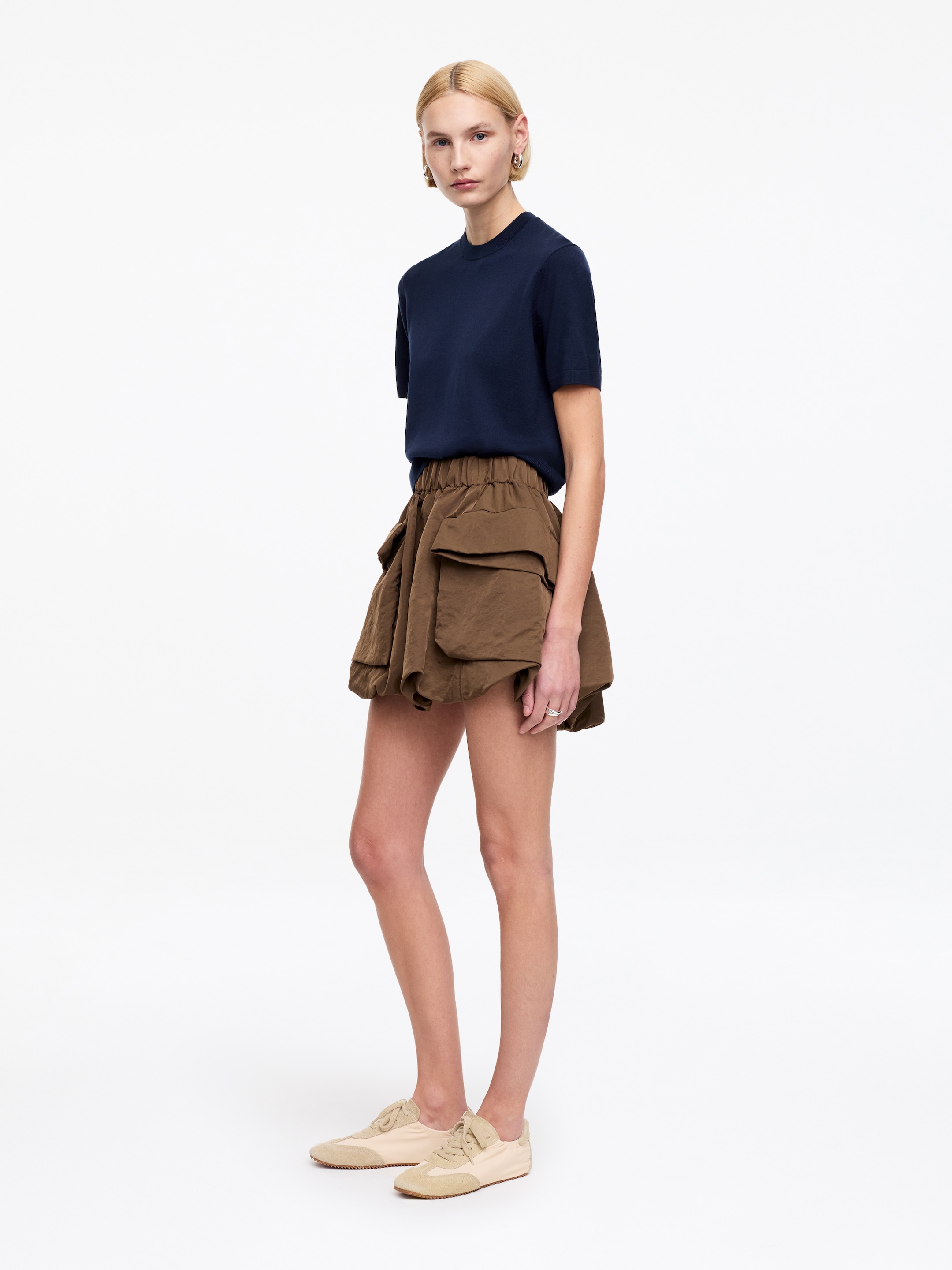 Knitted Merino Wool T-Shirt - Dark Blue - Regular fit - Women - StillMedia/Lookbook - 6