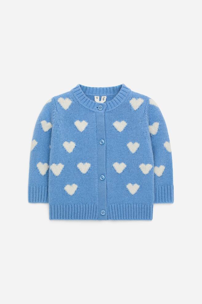 Wool Cardigan - Blue/Hearts - 1