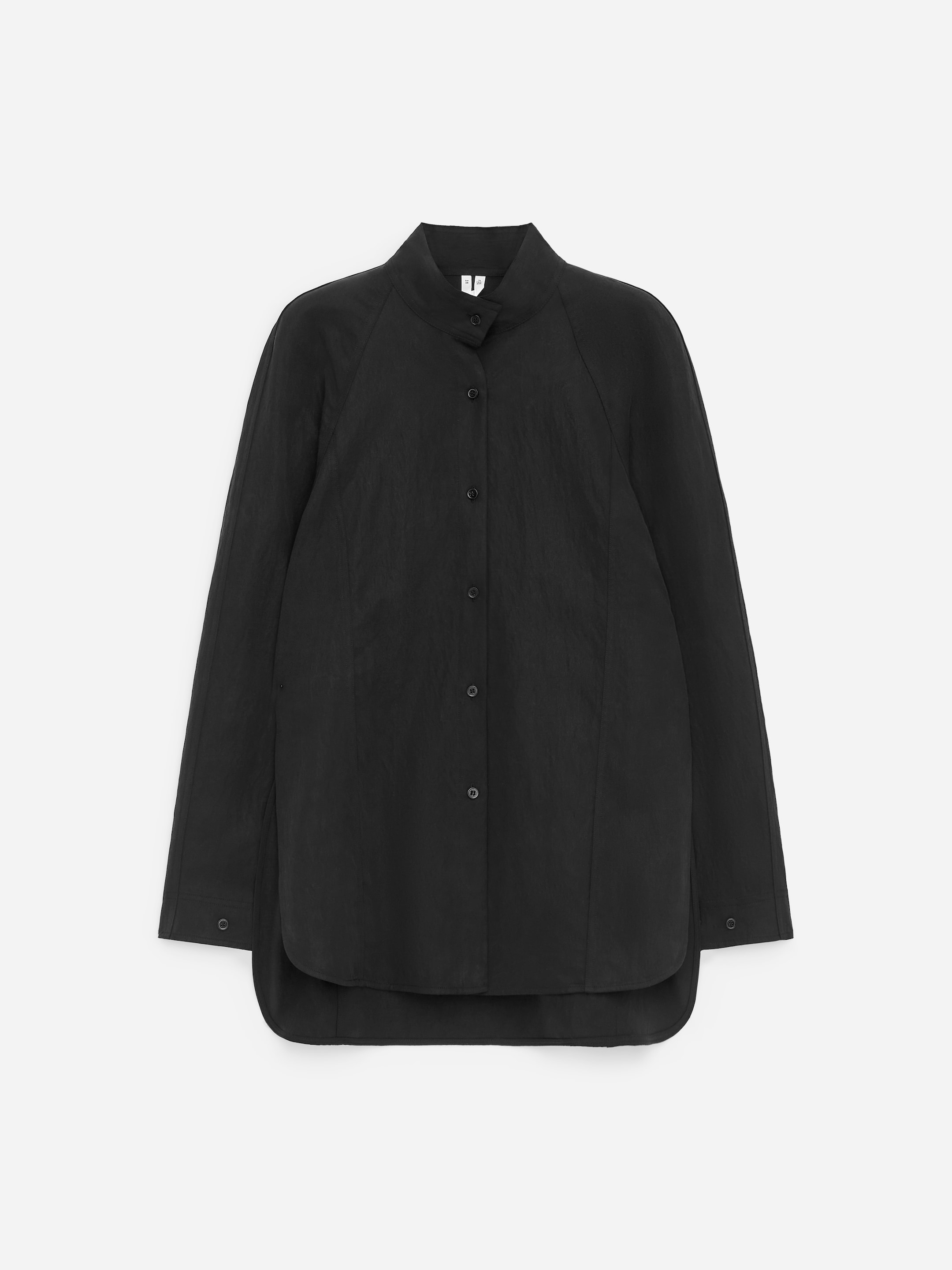 Relaxed Stand-Collar Shirt-Black-17956