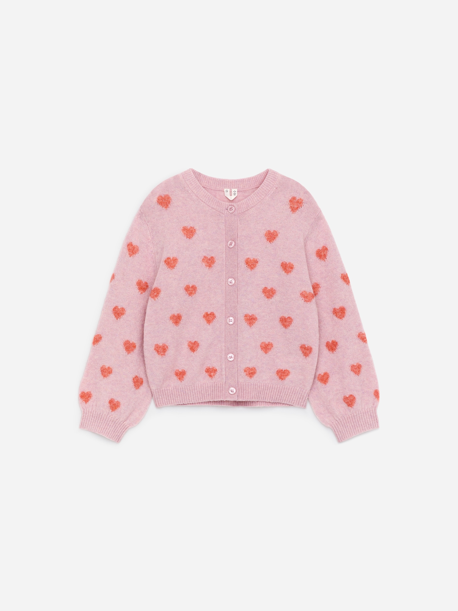 Cardigan din amestec de lână și alpaca - Roz/Inimi roz/roșii/Roz/Roșu