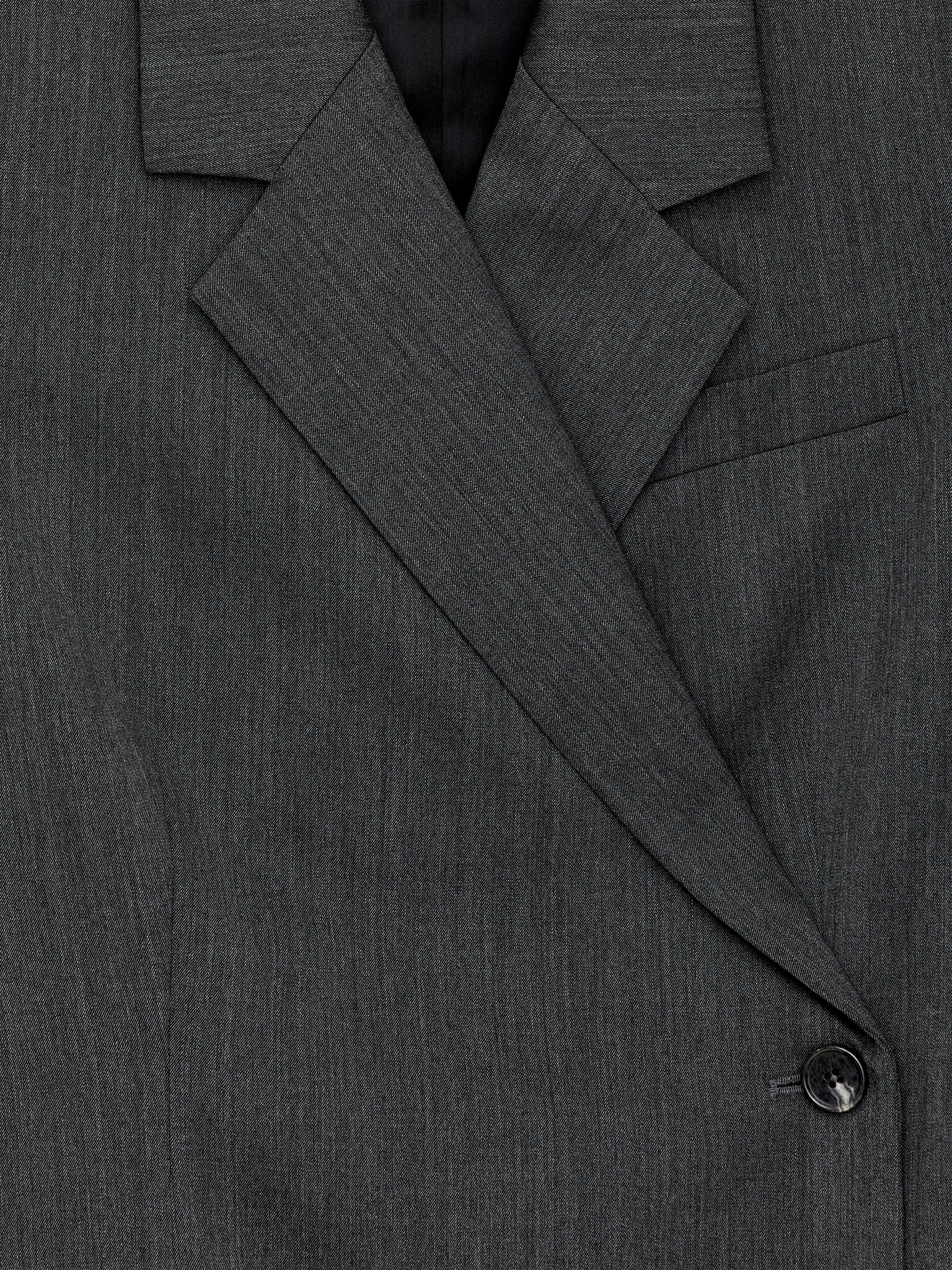 Blazer à boutonnage croisé en laine mélangée - Gris chiné - 6