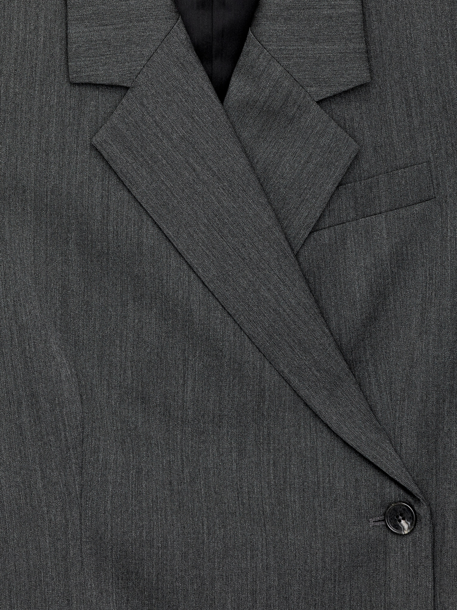 Wool-Blend Wrap Blazer - Grey Melange - 2