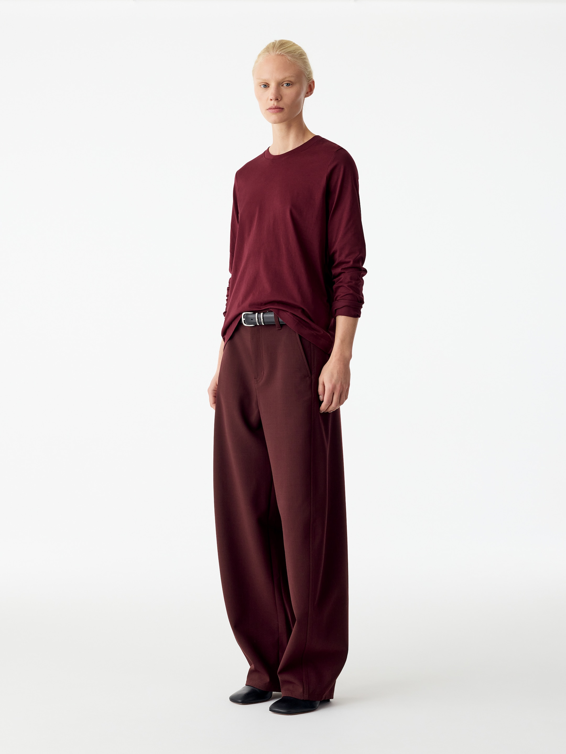 Barrel-Leg Wool-blend Trousers - Dark red - Relaxed fit - women - StillMedia/Lookbook - 7