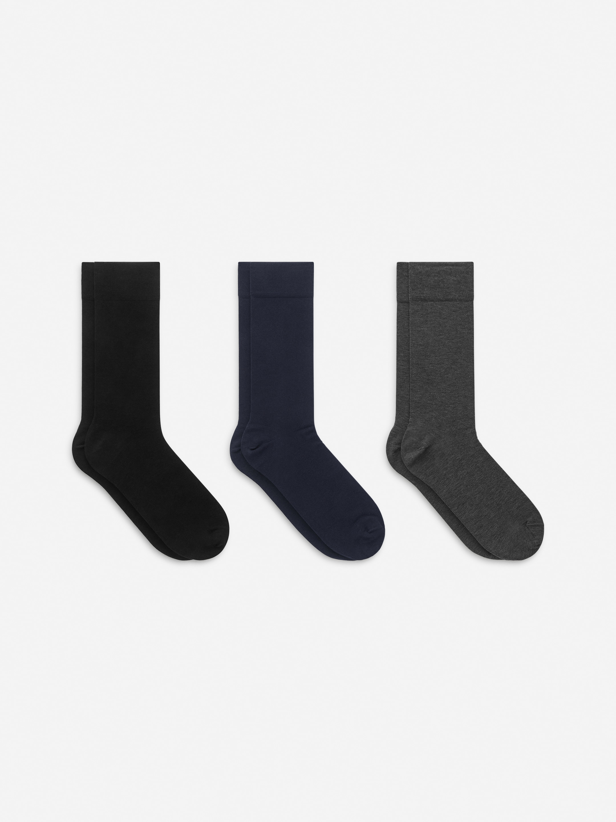 Plain Socks Set of 3-Grey-14152