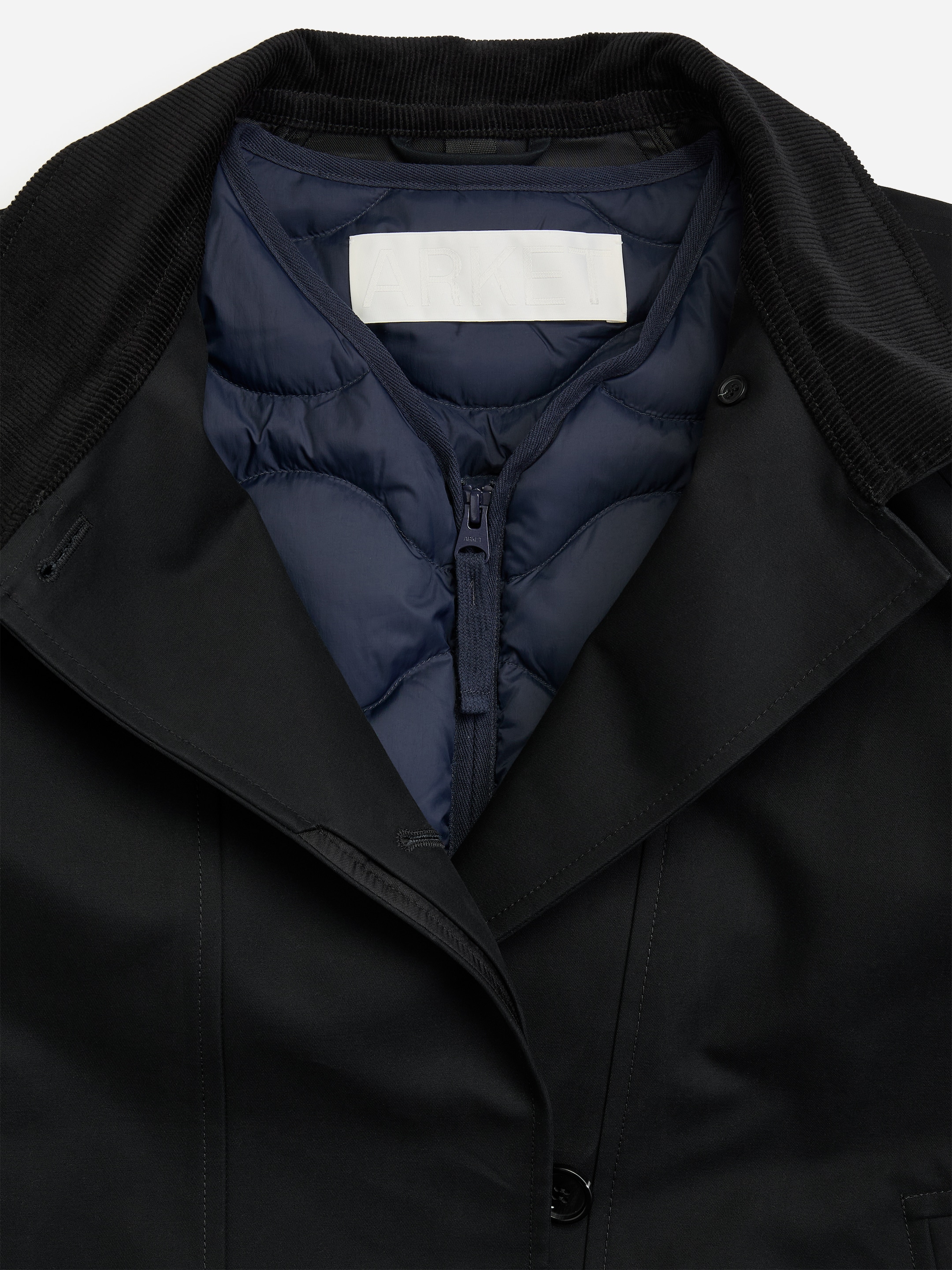 Cappotto in cotone con colletto in velluto a coste - Nero - Regular fit - women - StillMedia/DescriptiveDetail - 6
