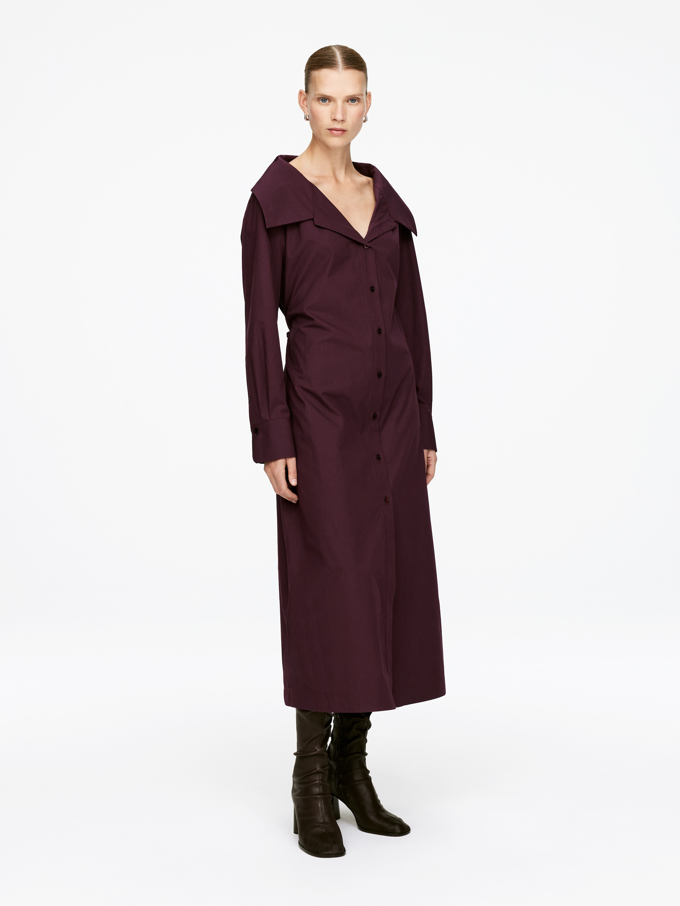 Grösseres Bild ansehen: Kleid mit weitem Kragen - Dunkelrot - DAMEN | H&M CH 3