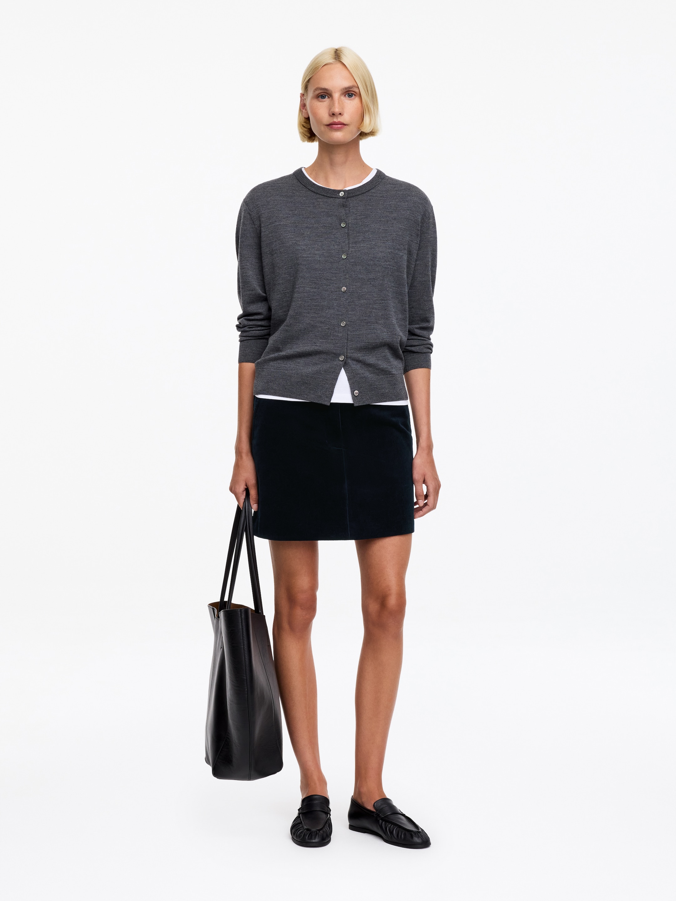 Corduroy Mini Skirt-Blue-20021