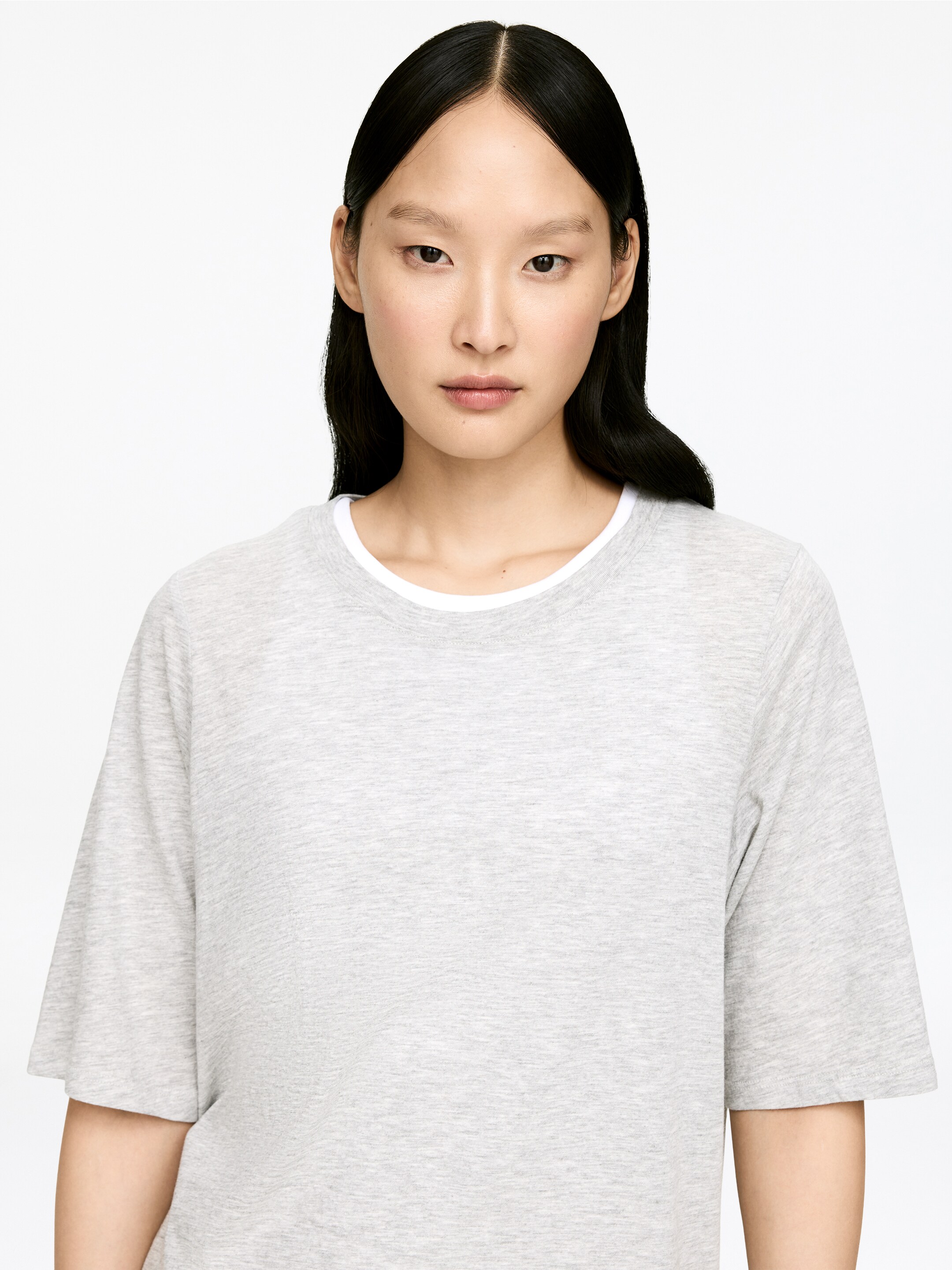 Visa större bild: T-shirt i bomull - Gråmelerad - DAM | H&M FI 4